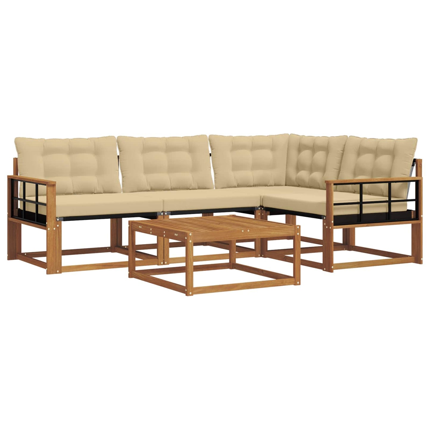 Outdoor-Sofagarnitur mit Kissen 5 pcs Natur und Beige