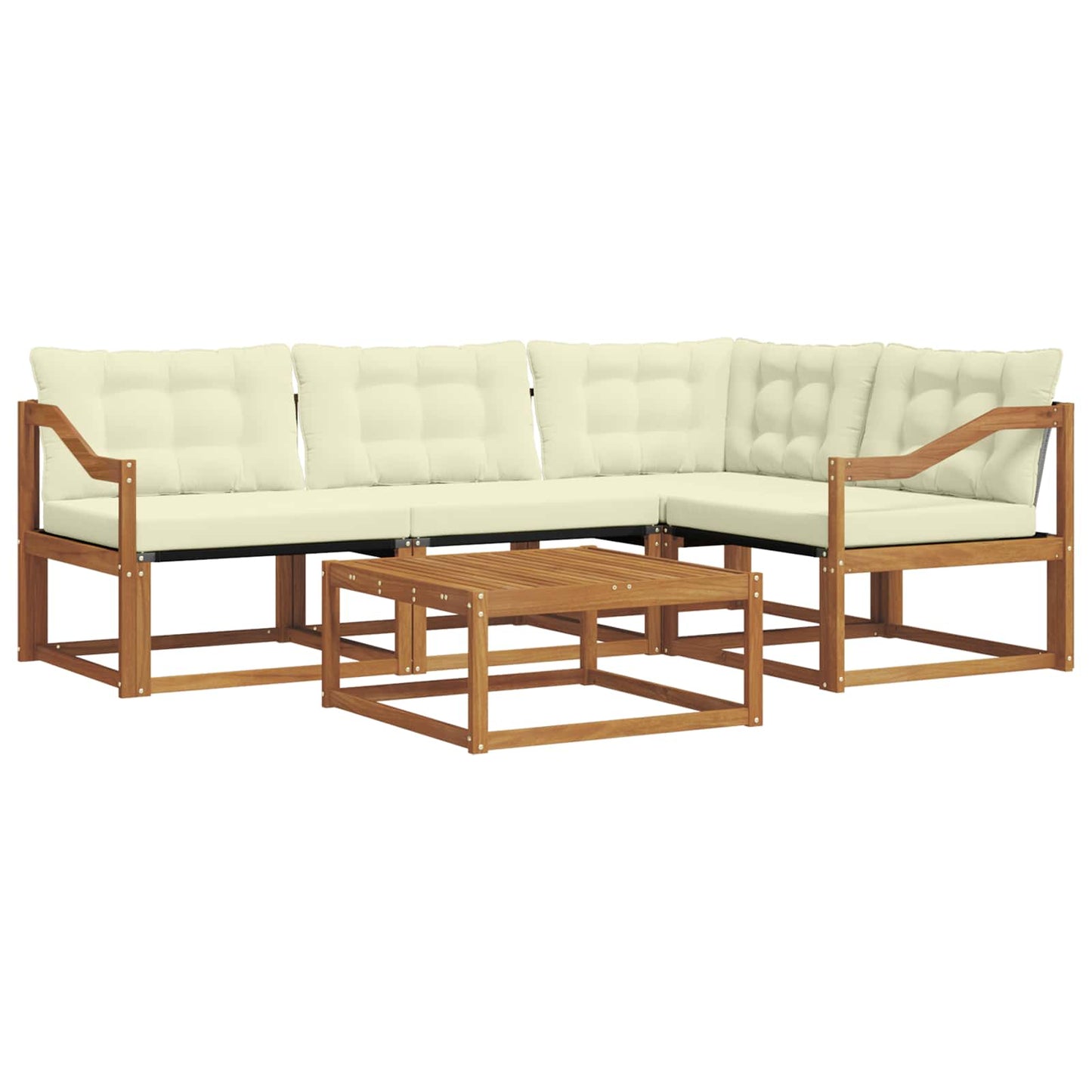 Outdoor-Sofagarnitur mit Kissen 5 pcs Natur und Creme