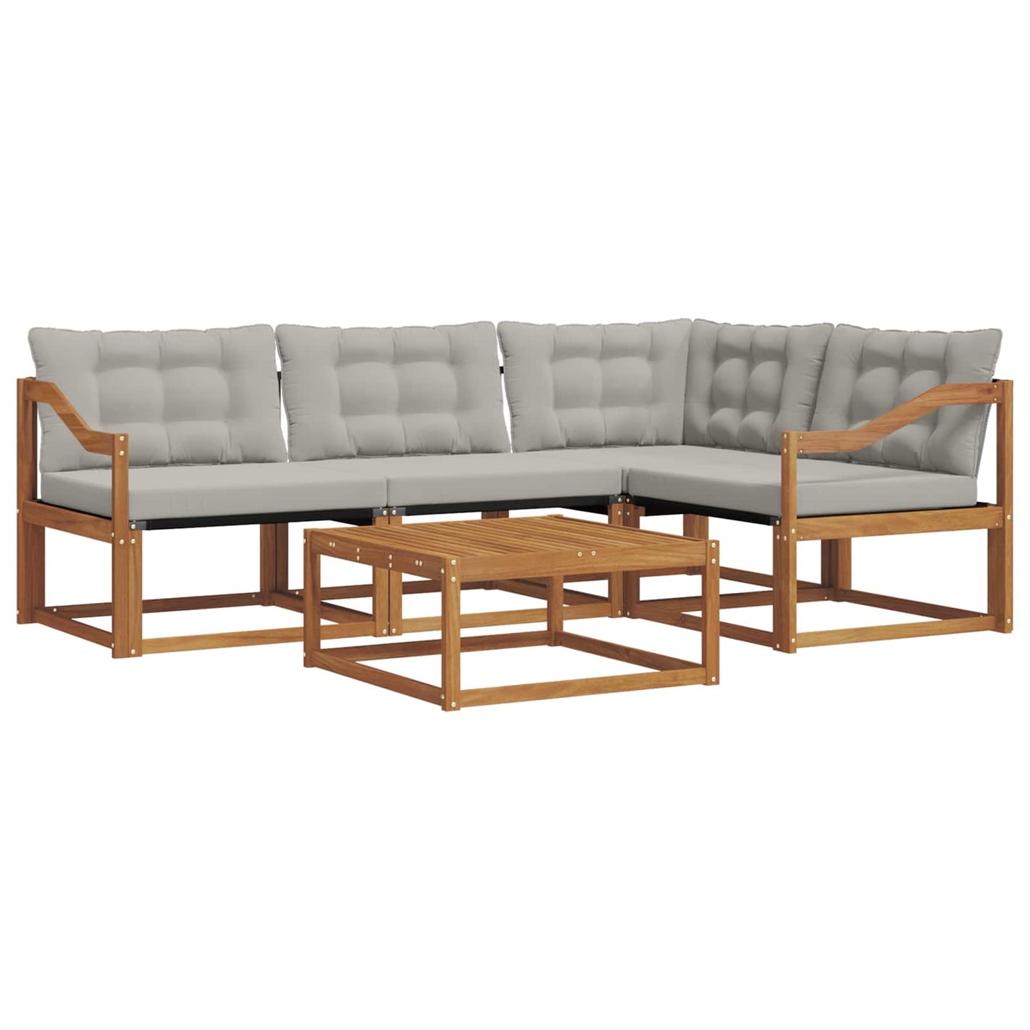 Outdoor-Sofagarnitur mit Kissen 5 pcs Natürlich und Hellgrau