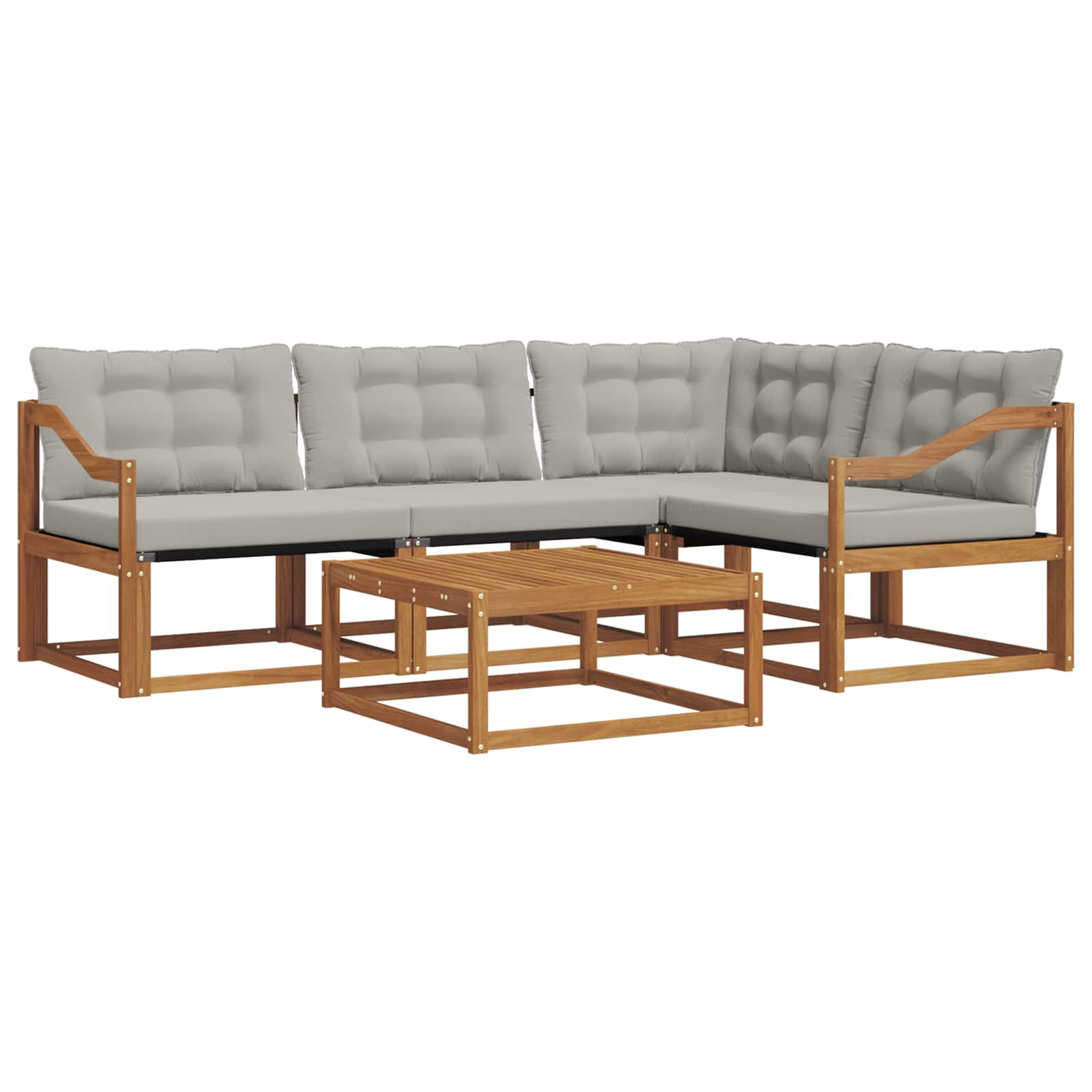 Outdoor-Sofagarnitur mit Kissen 5 pcs Natürlich und Hellgrau