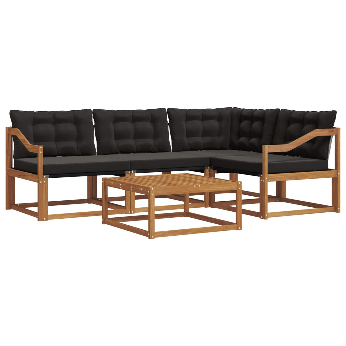 Outdoor-Sofagarnitur mit Kissen 5 pcs Natürlich und Schwarz