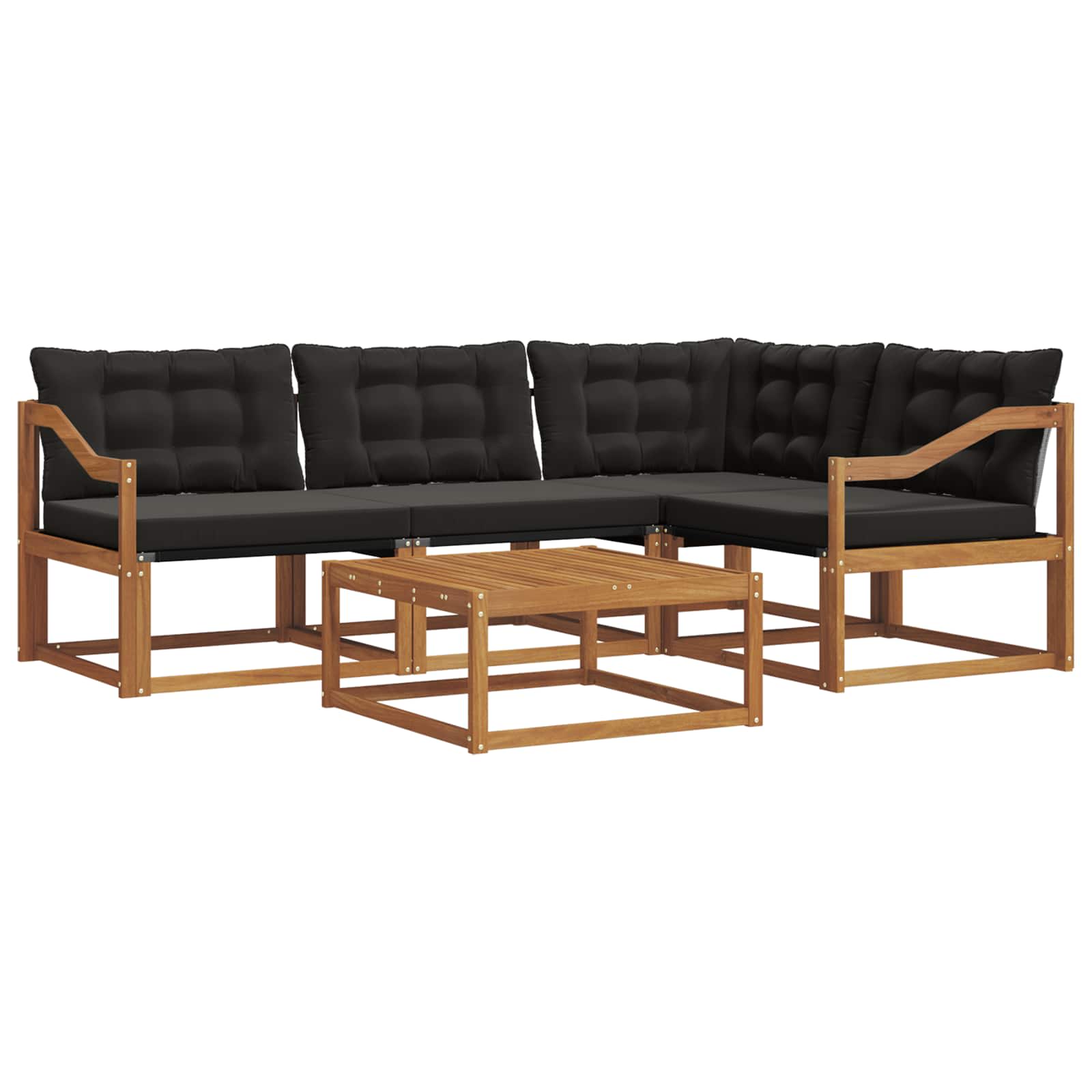 Outdoor-Sofagarnitur mit Kissen 5 pcs Natürlich und Schwarz