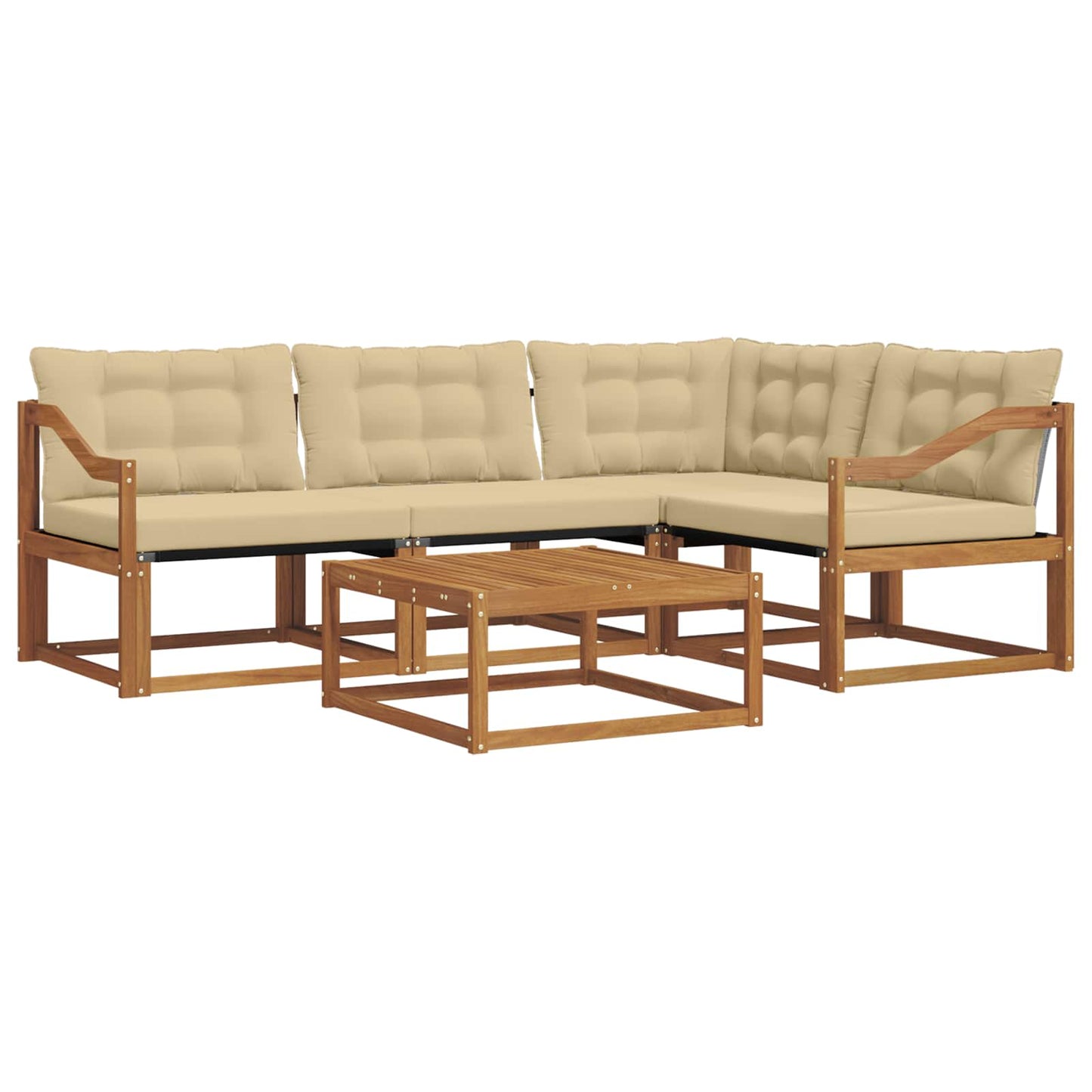 Outdoor-Sofagarnitur mit Kissen 5 pcs Natur und Beige