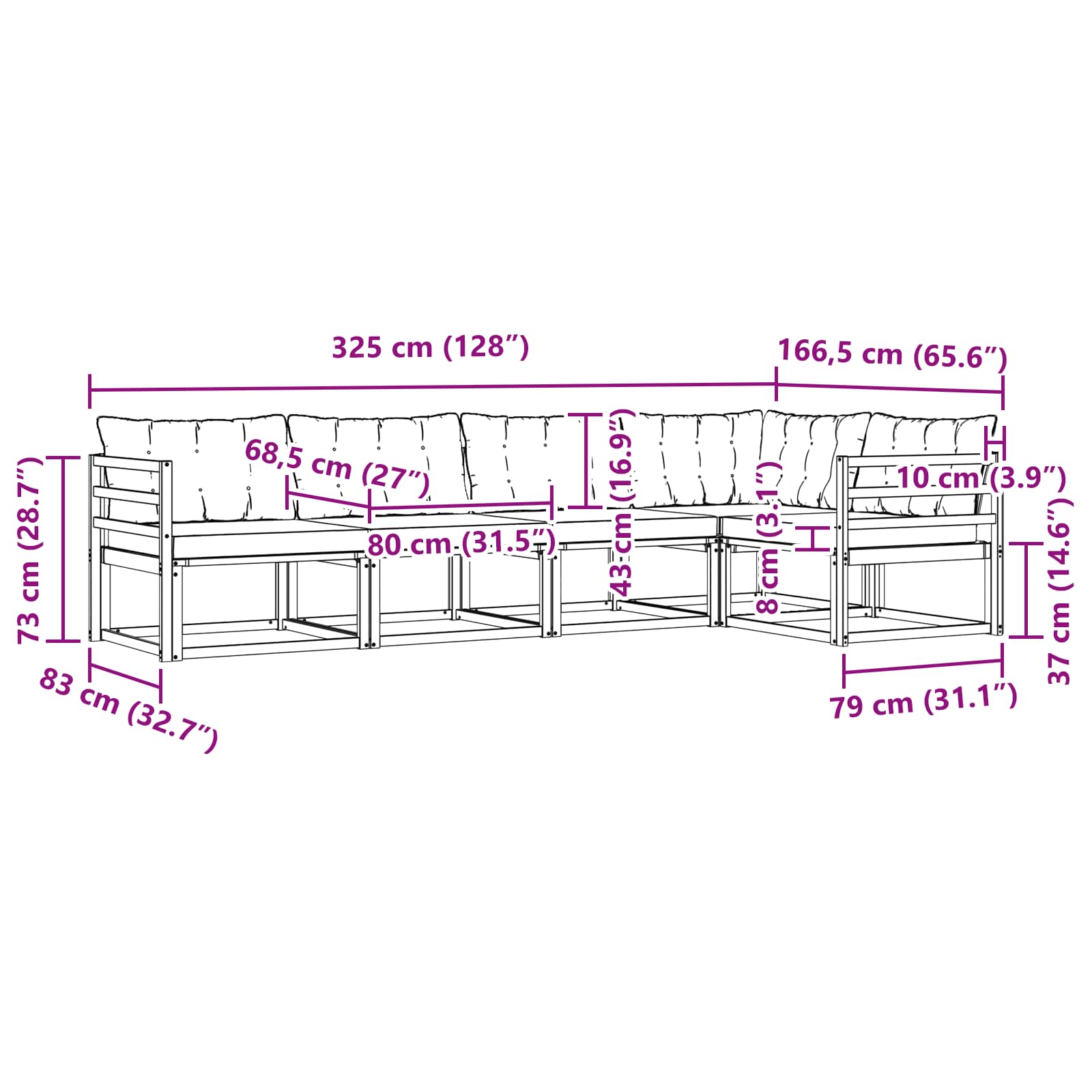 Outdoor-Sofagarnitur 5 stk. Natur und Creme
