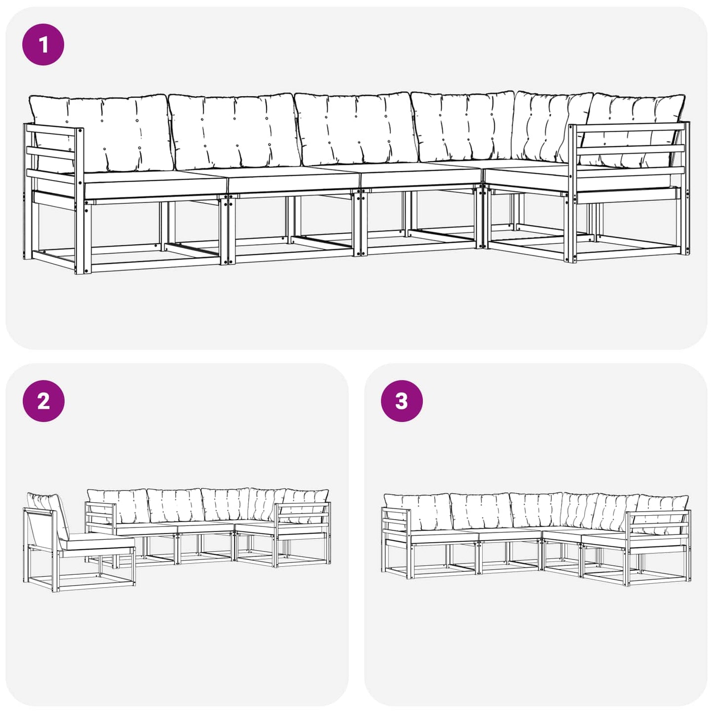 Outdoor-Sofagarnitur 5 stk. Natur und Creme