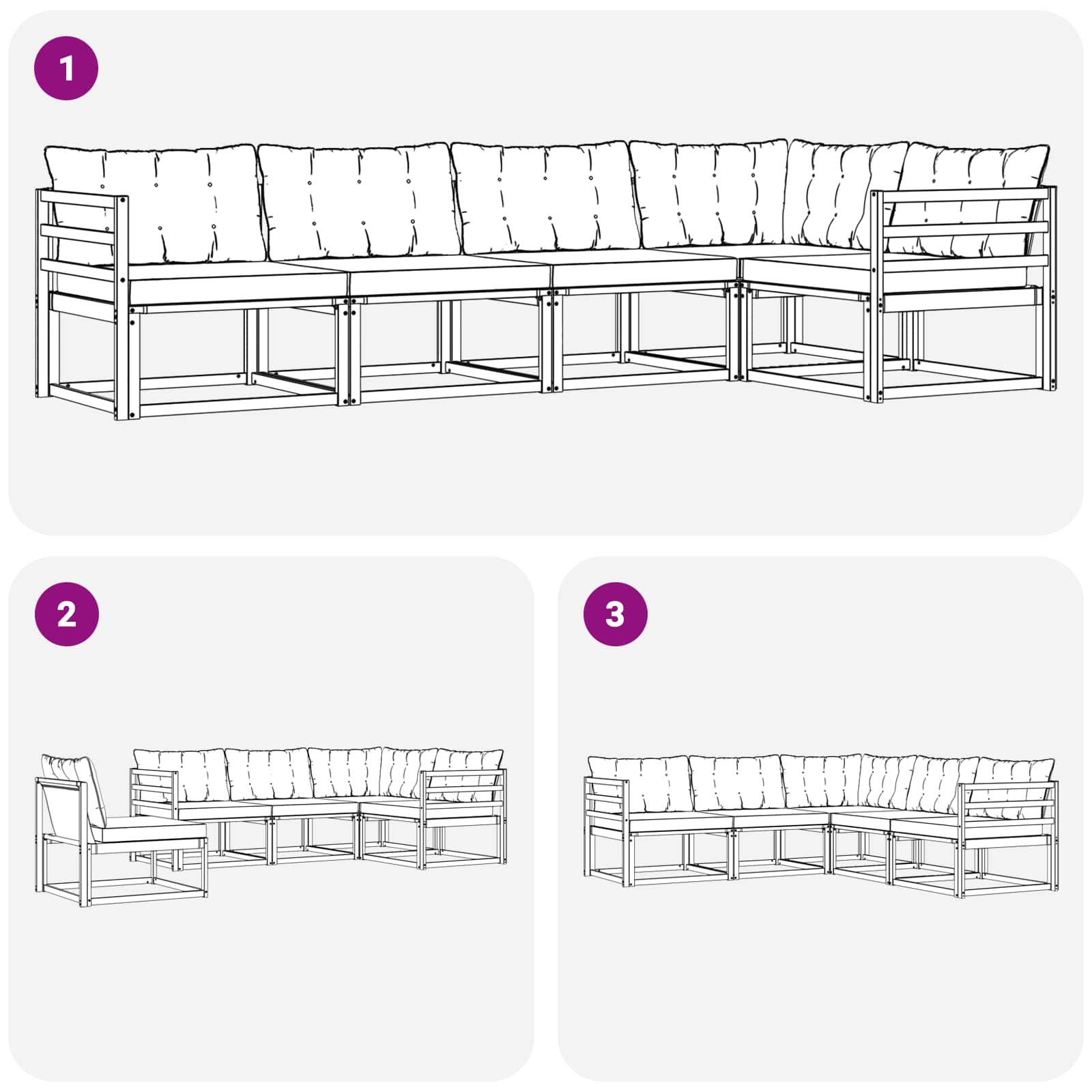 Outdoor-Sofagarnitur 5 stk. Natur und Creme