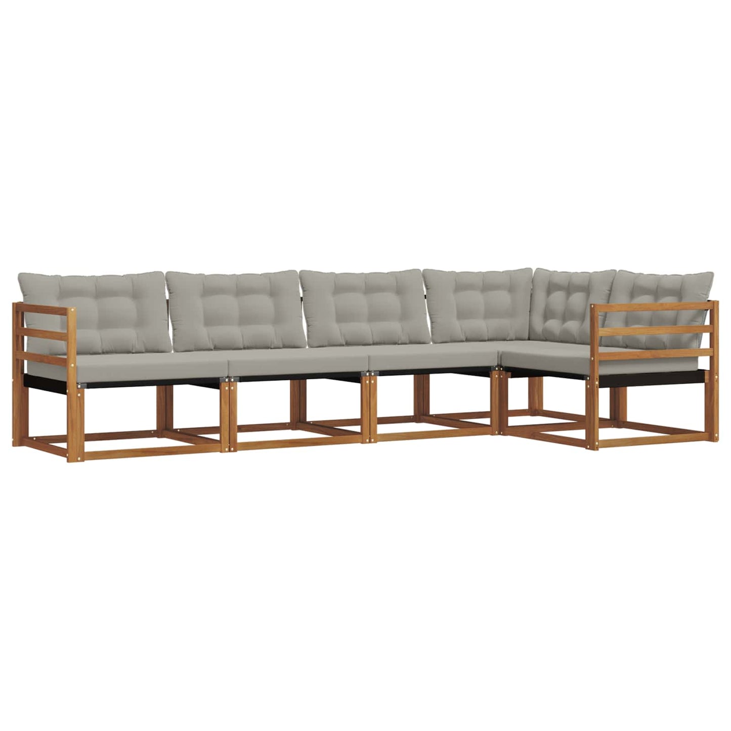 Outdoor-Sofagarnitur mit Kissen 5 pcs Natürlich und Hellgrau