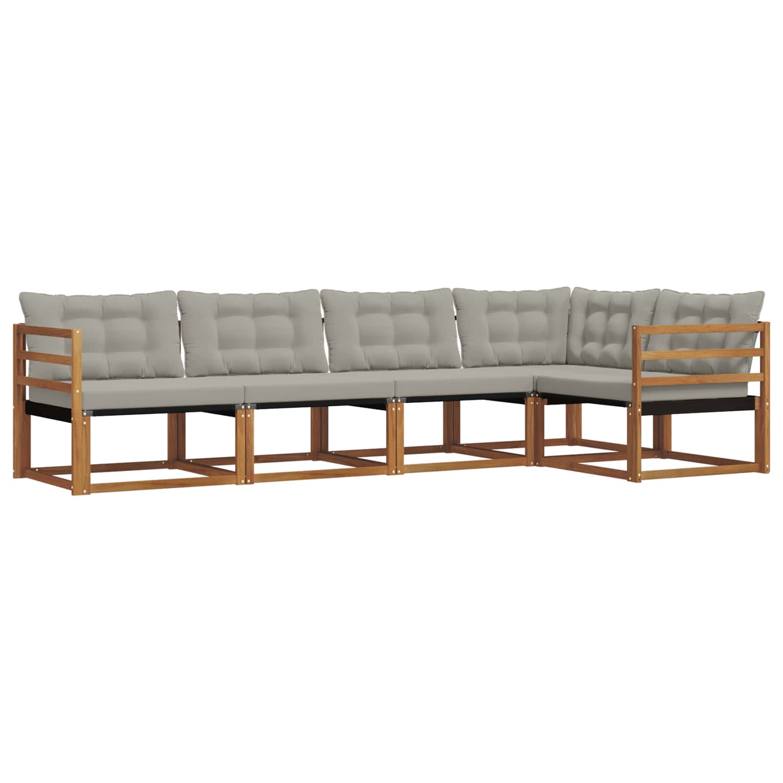 Outdoor-Sofagarnitur mit Kissen 5 pcs Natürlich und Hellgrau
