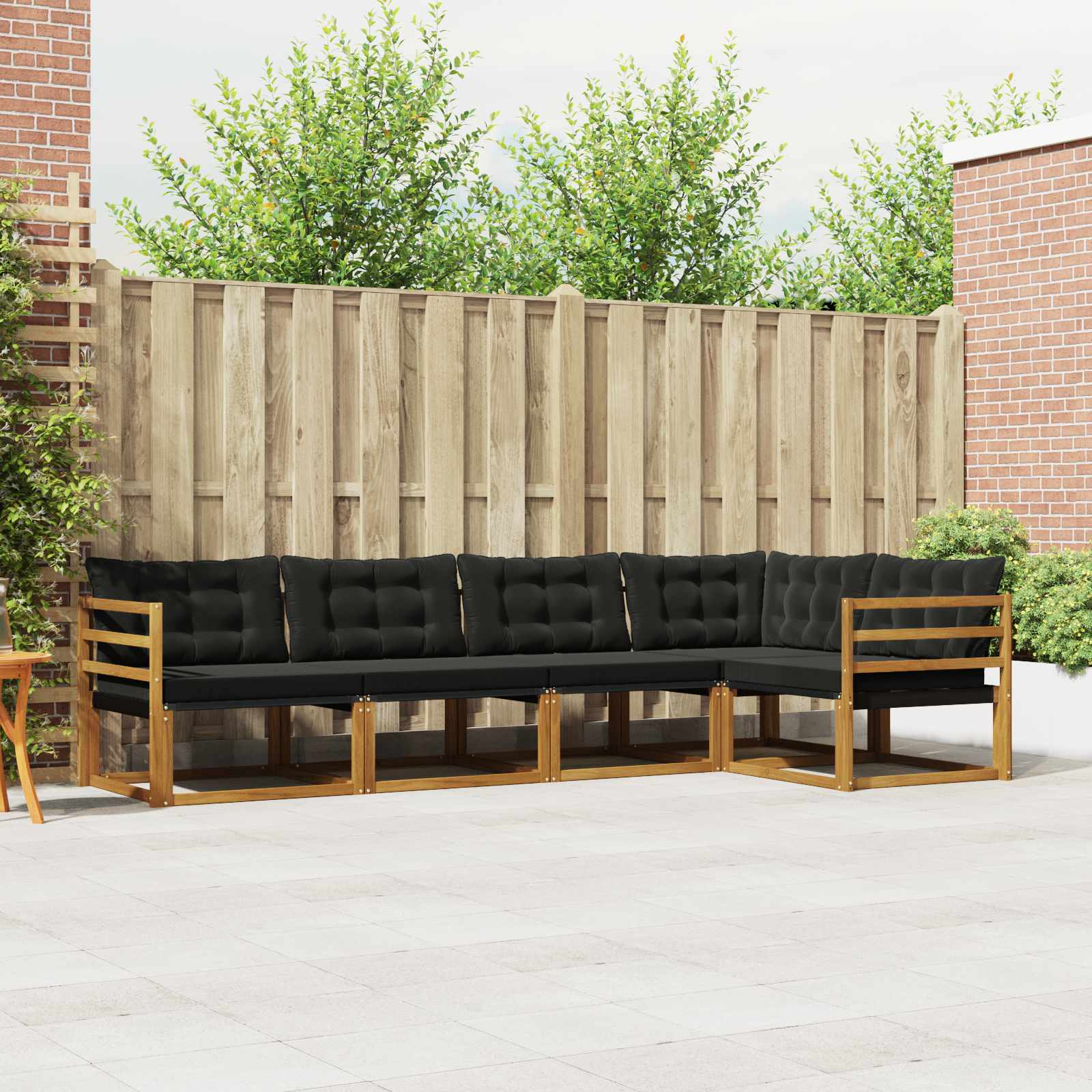 Outdoor-Sofagarnitur mit Kissen 5 pcs Natürlich und Schwarz