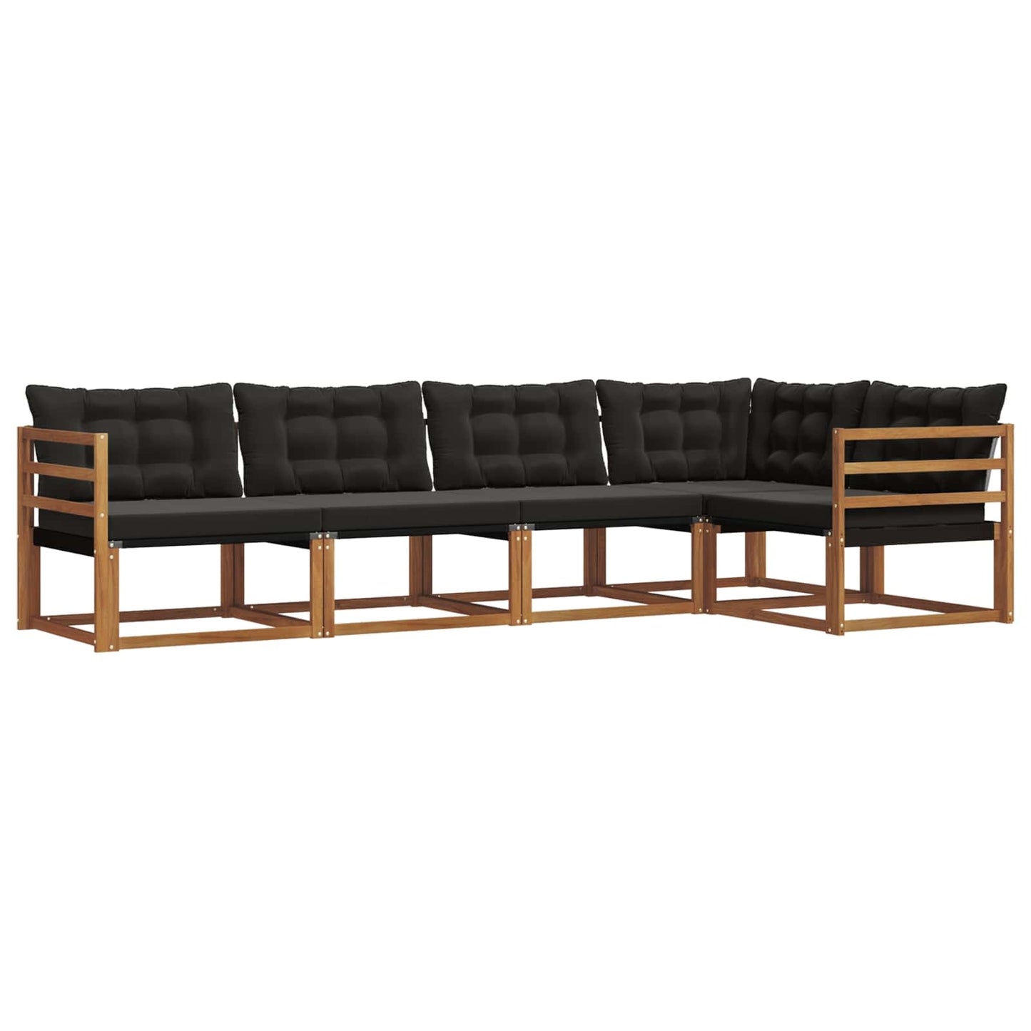 Outdoor-Sofagarnitur mit Kissen 5 pcs Natürlich und Schwarz