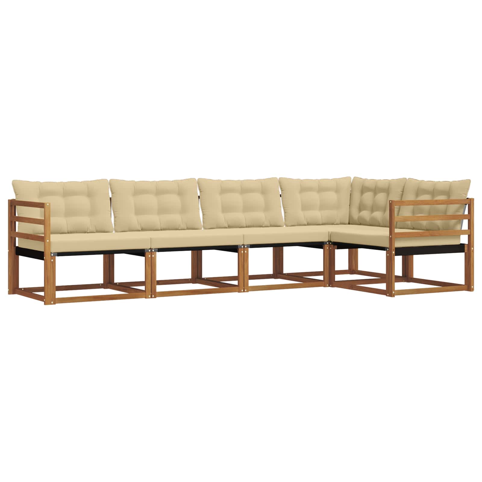 Outdoor-Sofagarnitur 5 stk. Natur und Beige