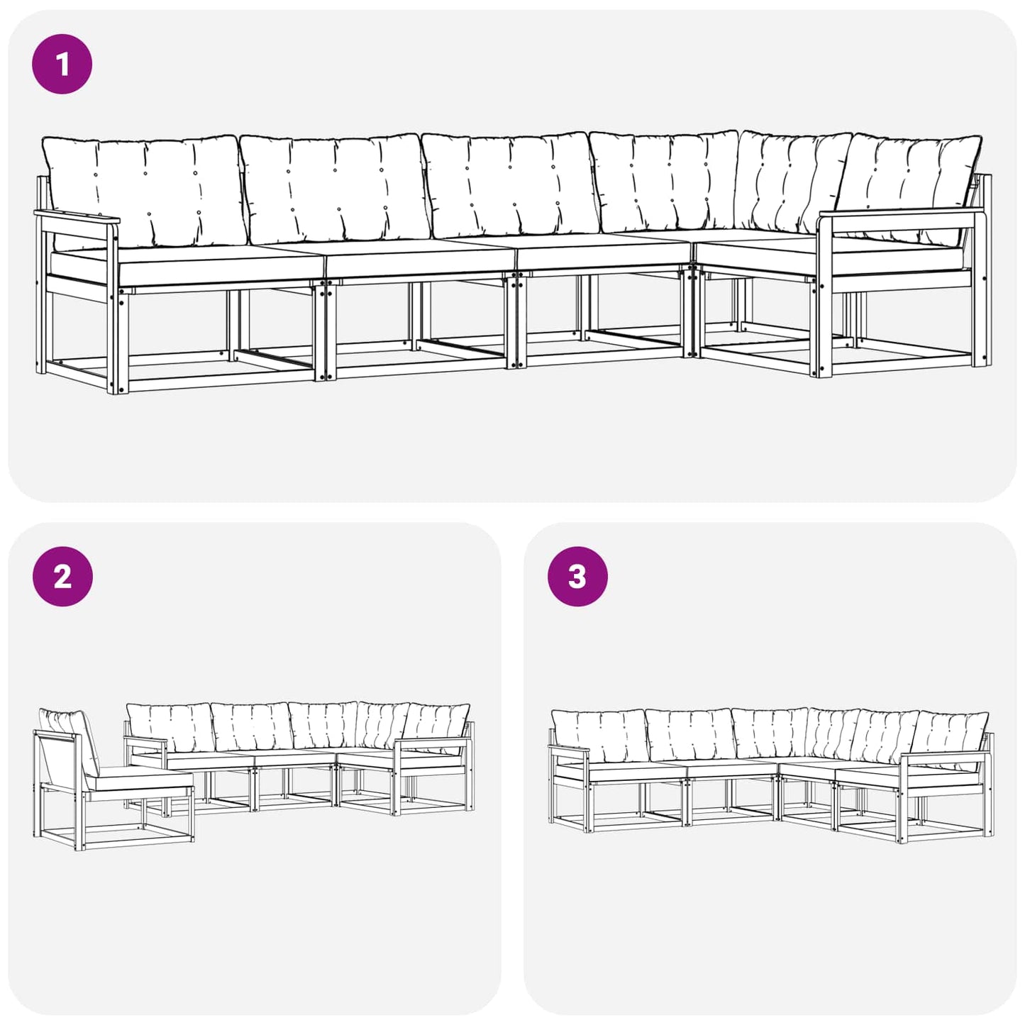 Outdoor-Sofagarnitur 5 stk. Natur und Creme