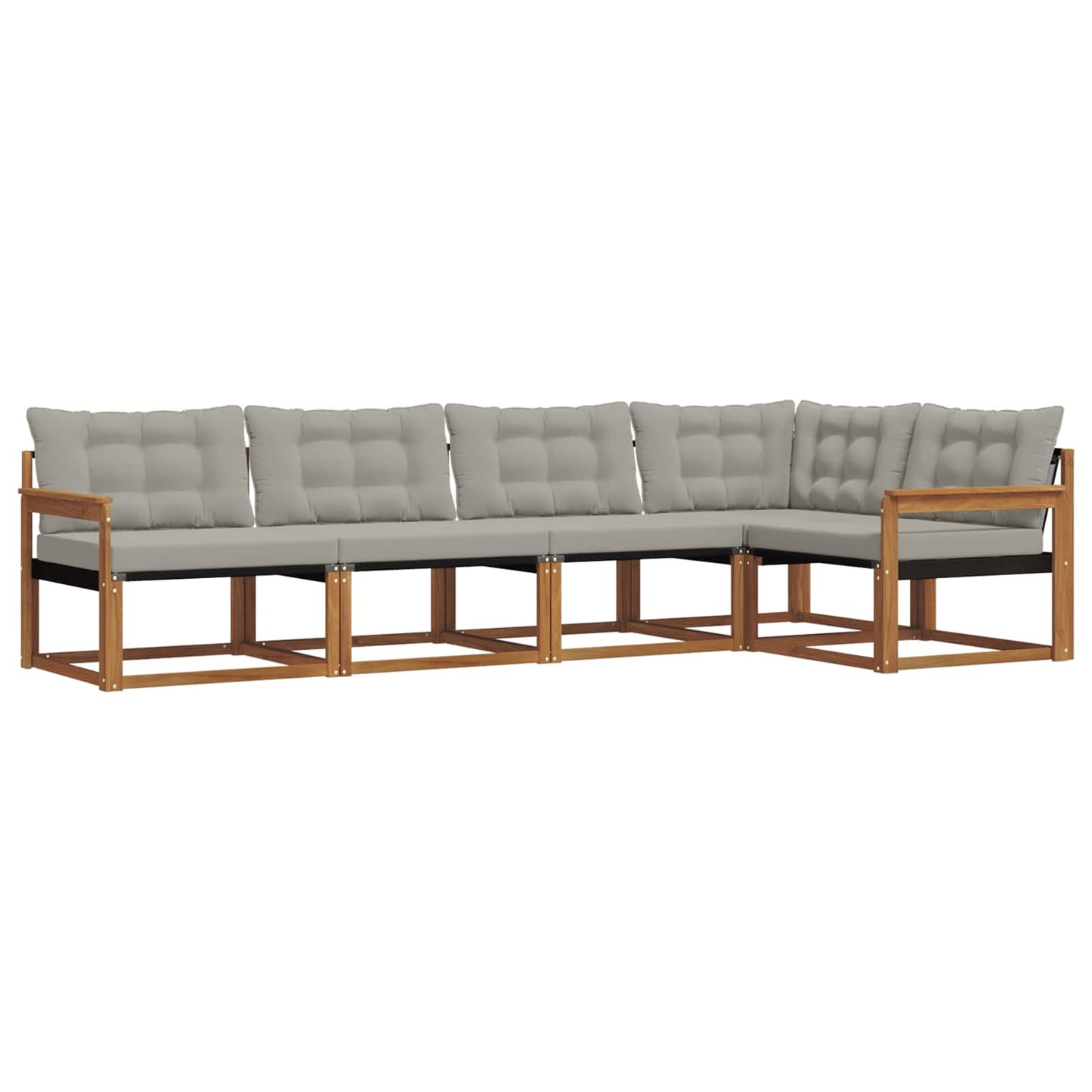 Outdoor-Sofagarnitur mit Kissen 5 pcs Natürlich und Hellgrau