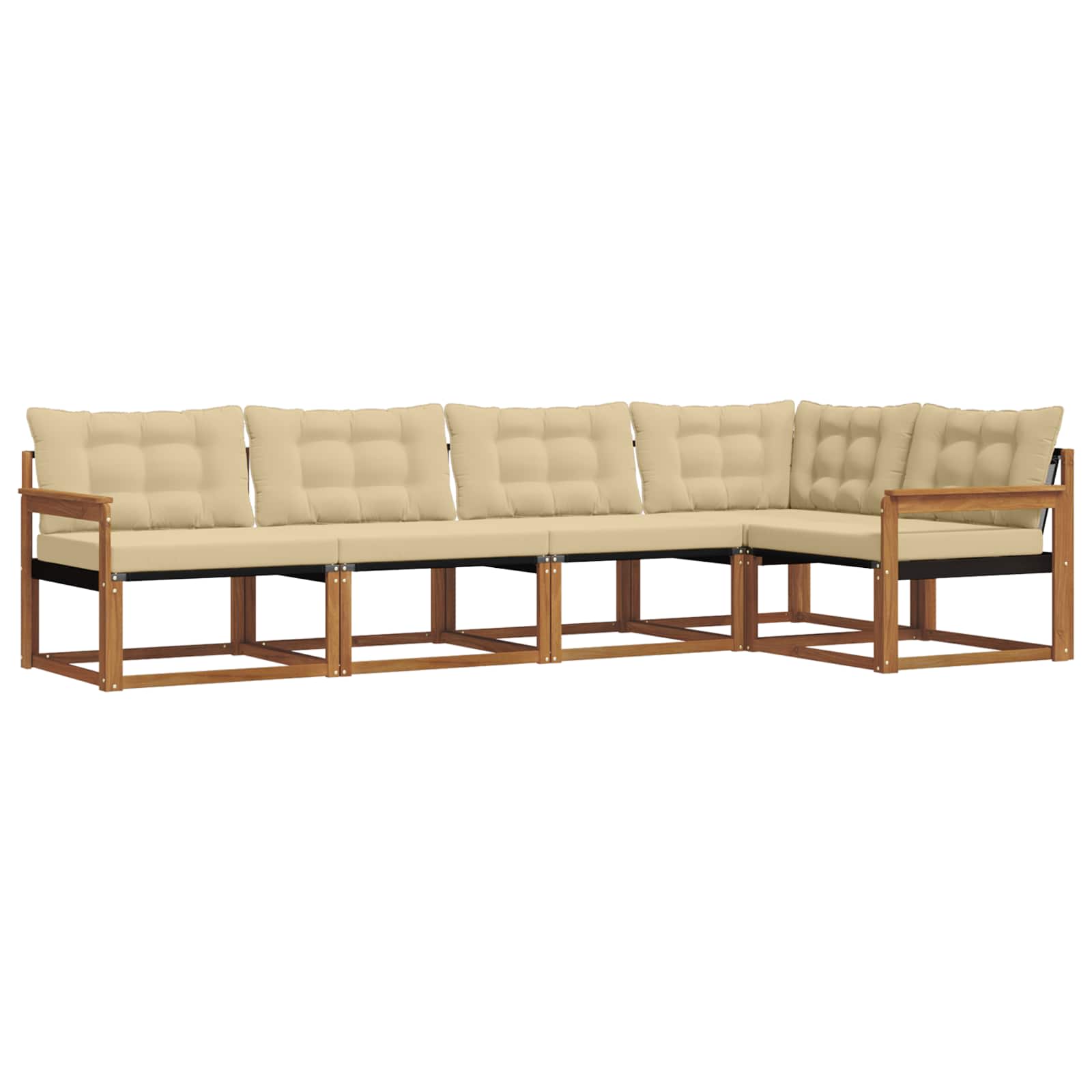 Outdoor-Sofagarnitur mit Kissen 5 pcs Natur und Beige