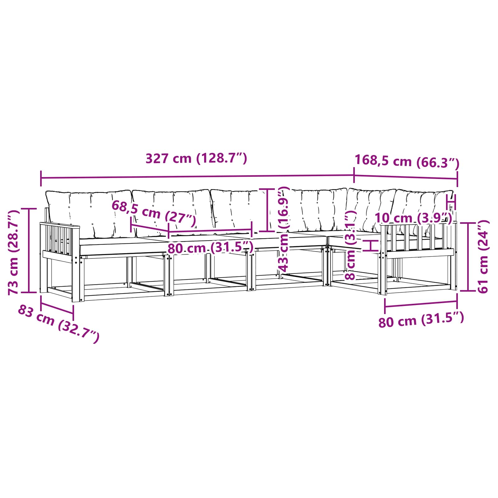 Outdoor-Sofagarnitur 5 stk. Natur und Creme
