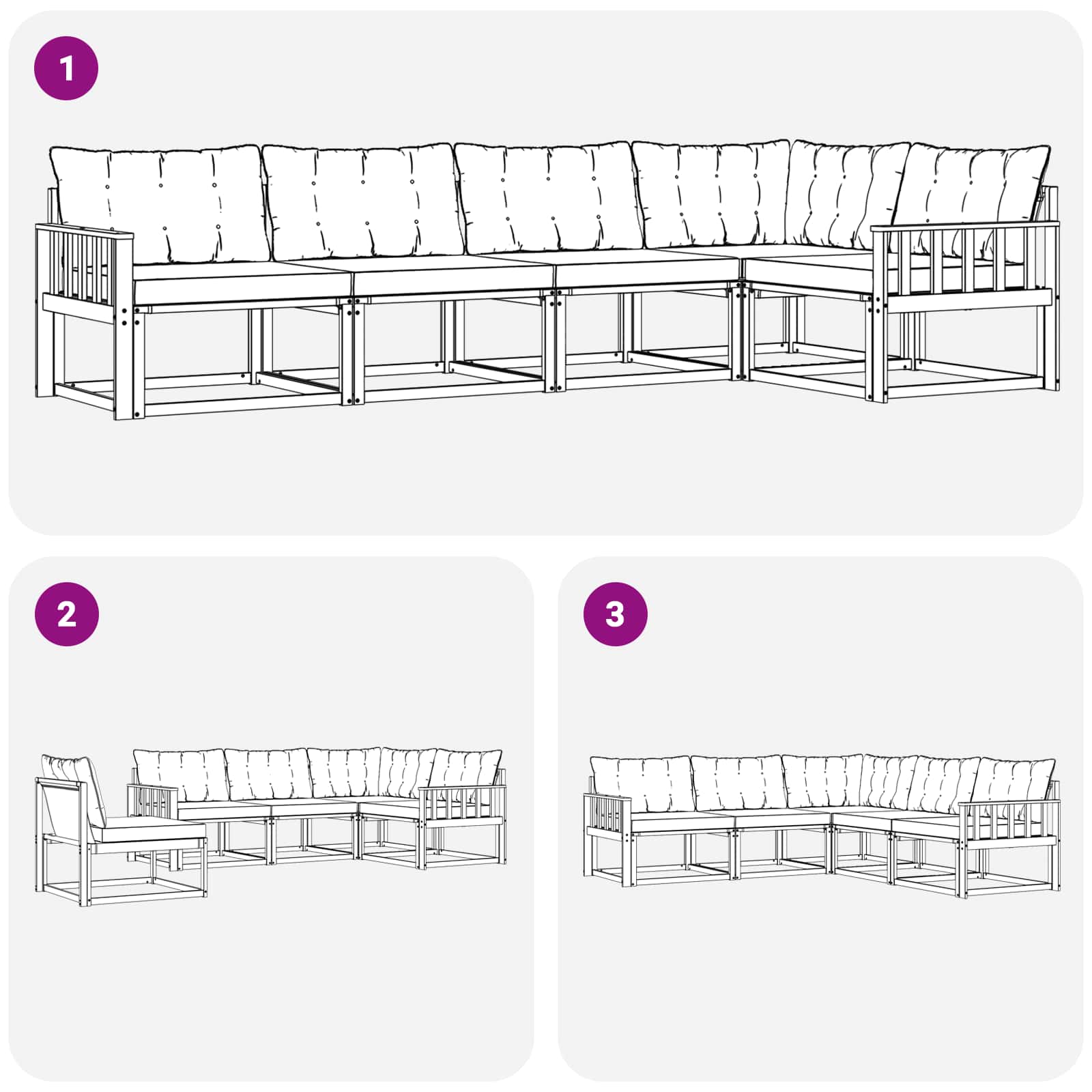 Outdoor-Sofagarnitur 5 stk. Natur und Creme