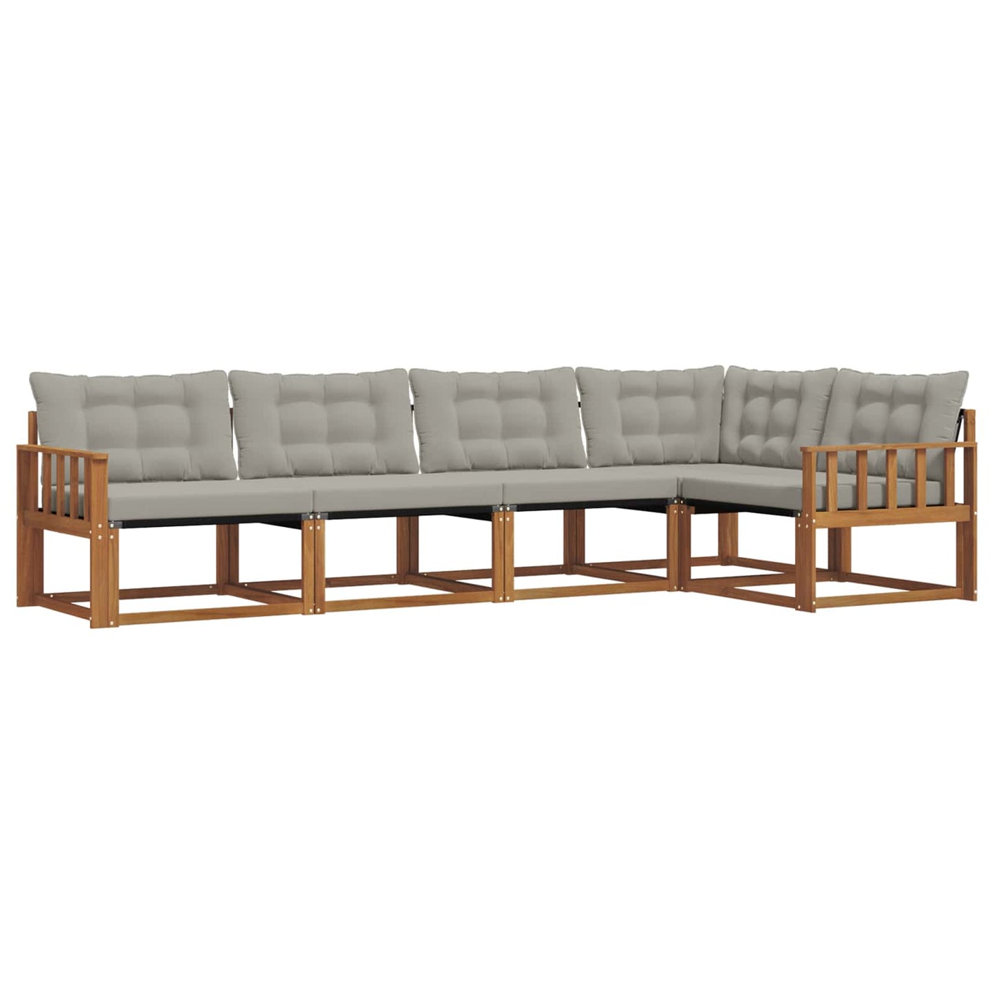 Outdoor-Sofagarnitur mit Kissen 5 pcs Natürlich und Hellgrau