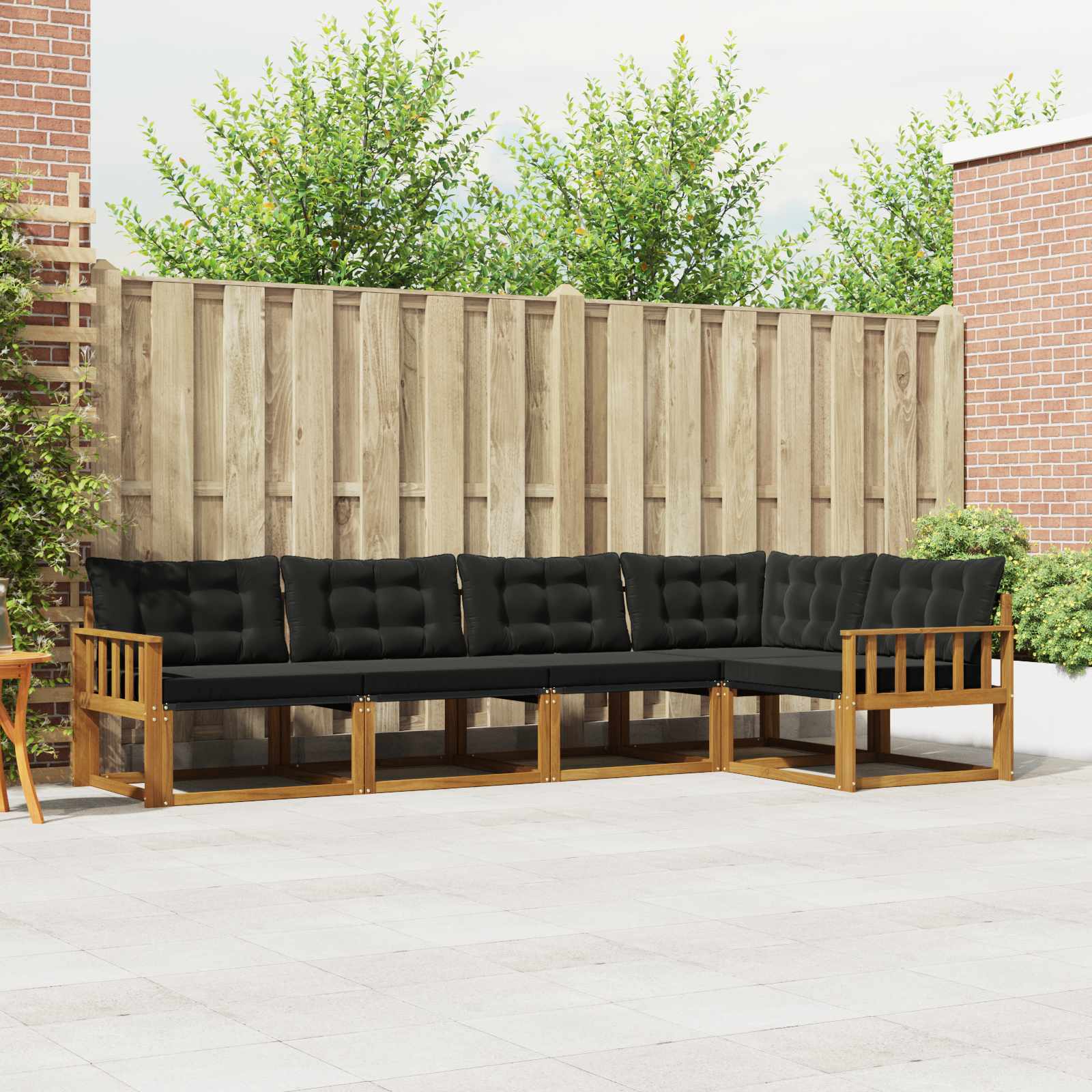 Outdoor-Sofagarnitur mit Kissen 5 pcs Natürlich und Schwarz