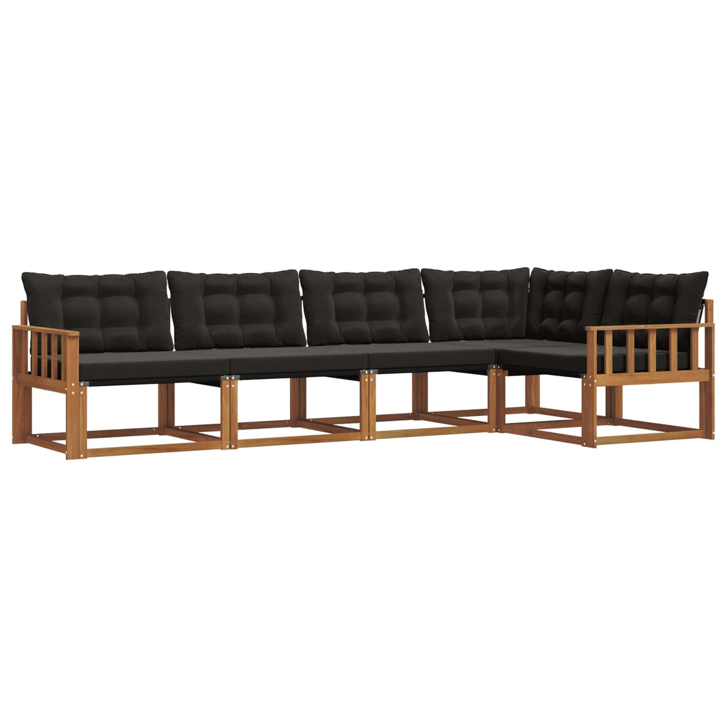 Outdoor-Sofagarnitur mit Kissen 5 pcs Natürlich und Schwarz