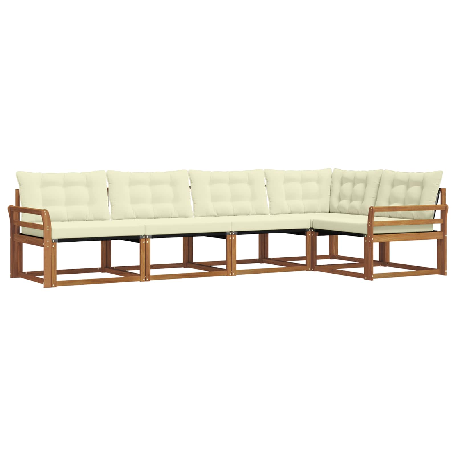 Outdoor-Sofagarnitur mit Kissen 5 pcs Natur und Creme