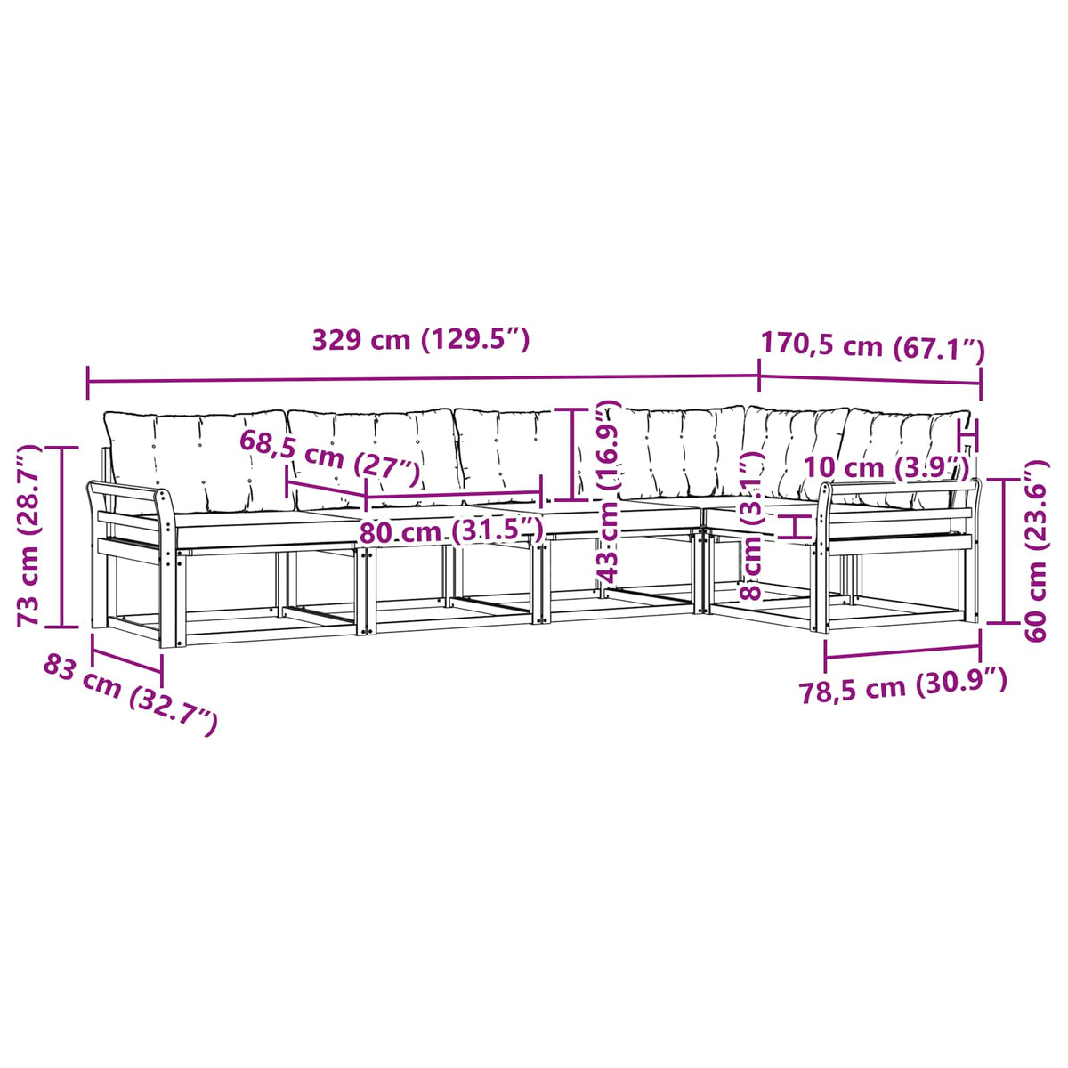 Outdoor-Sofagarnitur 5 stk. Natur und Creme