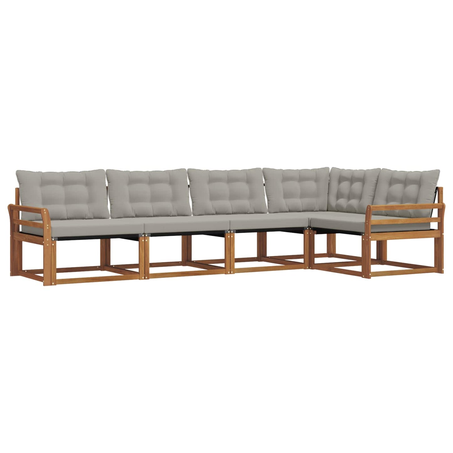 Outdoor-Sofagarnitur mit Kissen 5 pcs Natürlich und Hellgrau