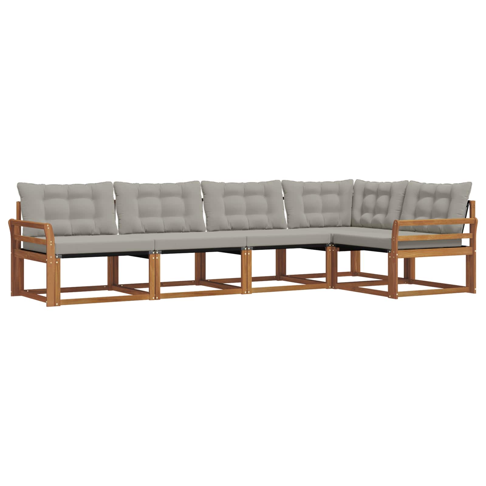 Outdoor-Sofagarnitur mit Kissen 5 pcs Natürlich und Hellgrau