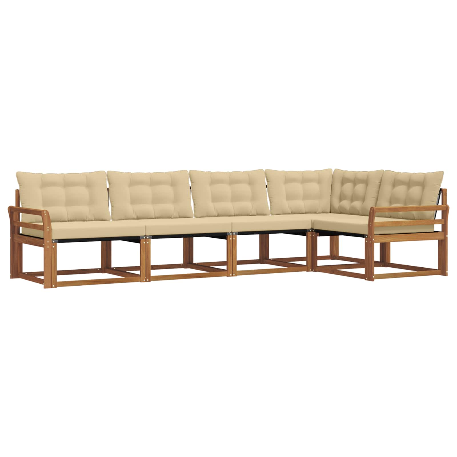 Outdoor-Sofagarnitur 5 stk. Natur und Beige