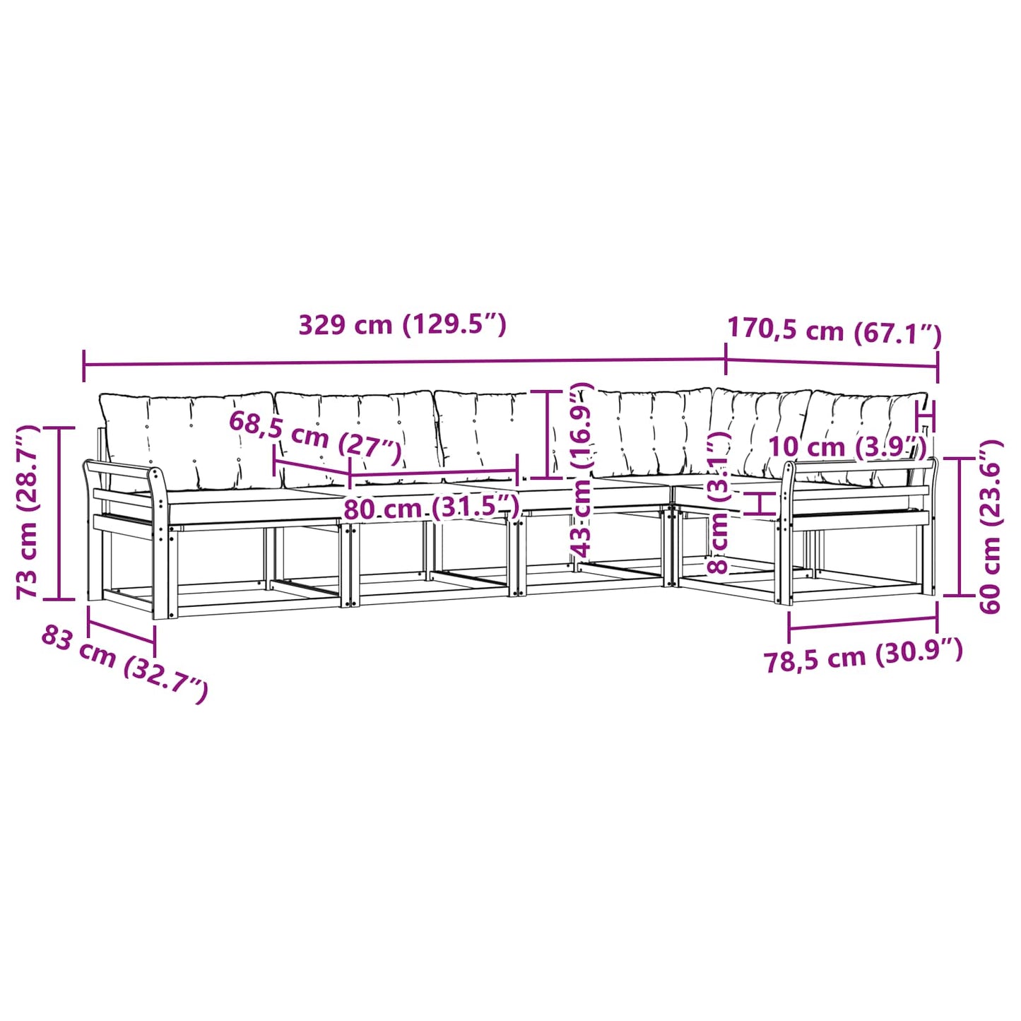 Outdoor-Sofagarnitur 5 stk. Natur und Beige