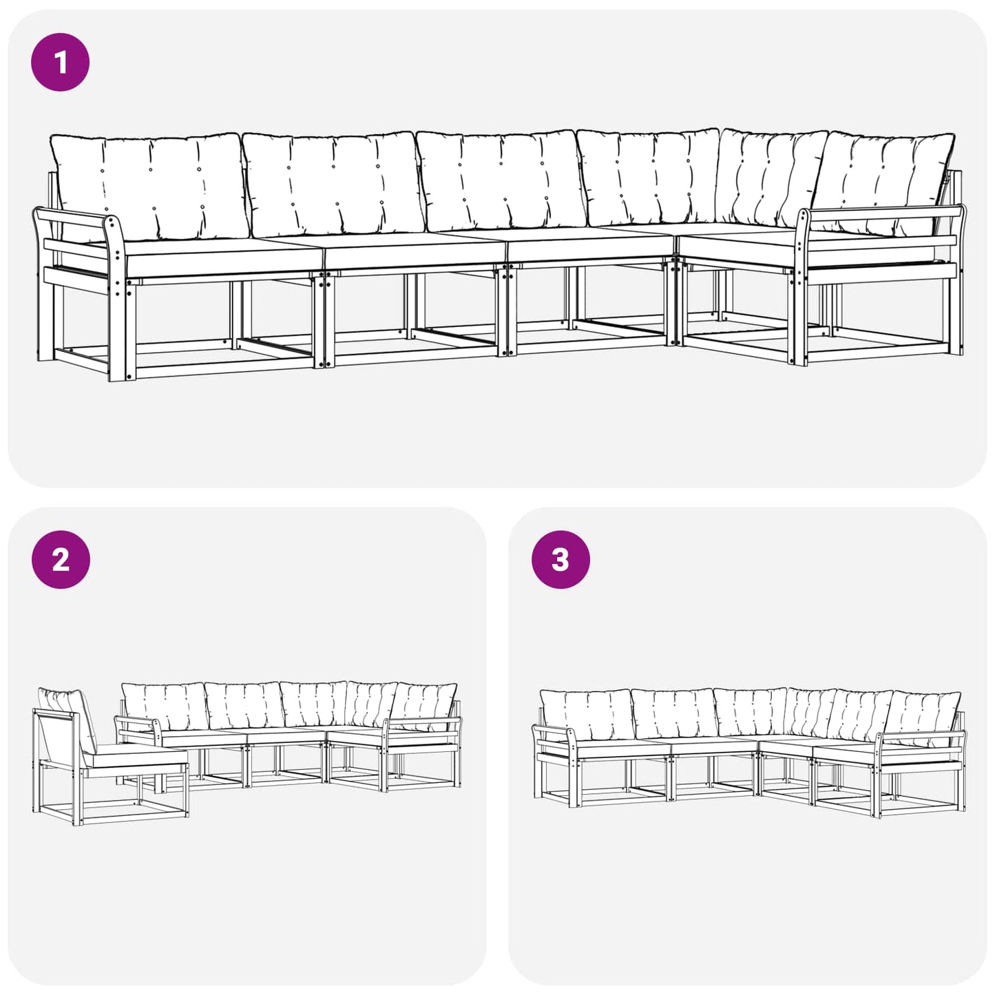 Outdoor-Sofagarnitur 5 stk. Natur und Beige