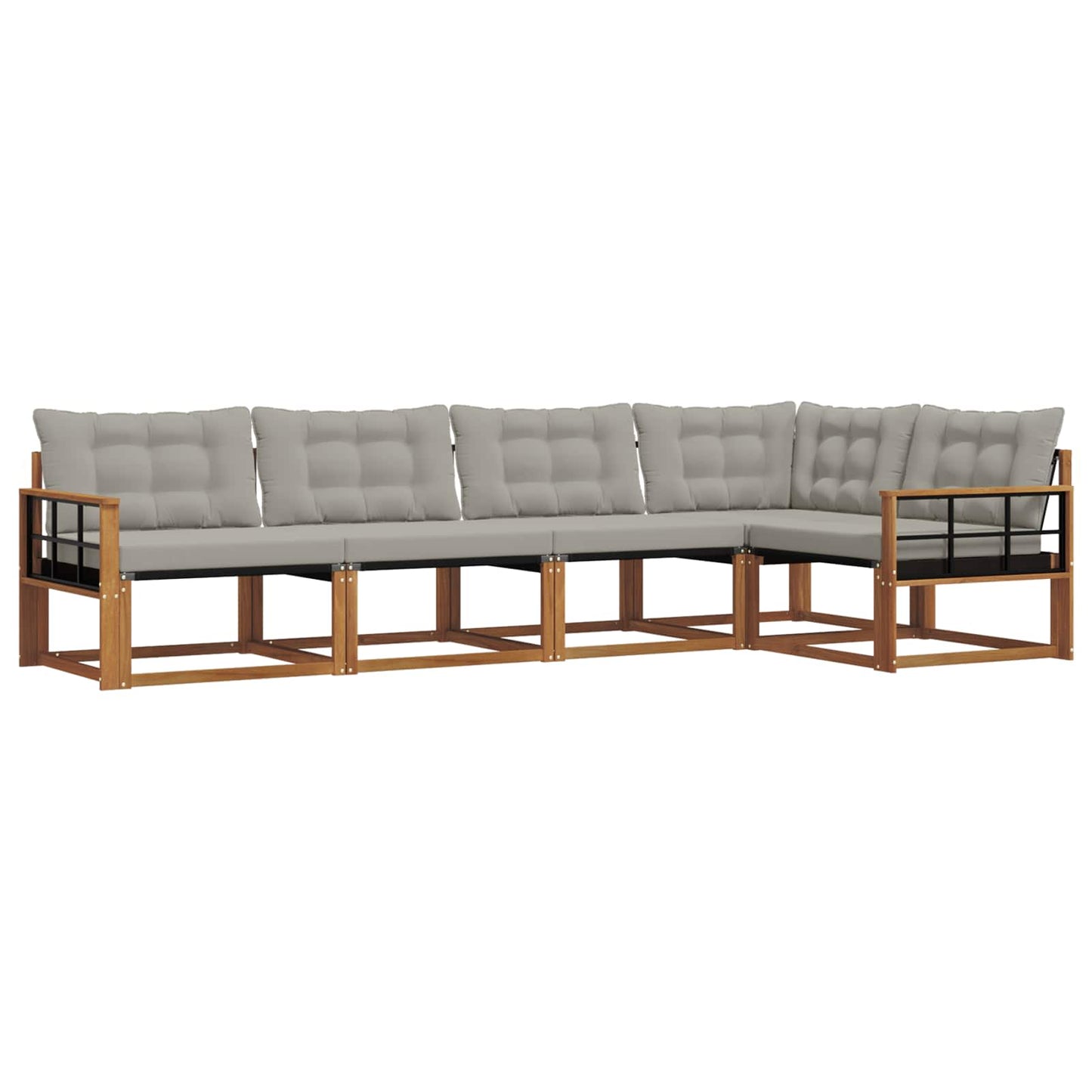 Outdoor-Sofagarnitur mit Kissen 5 pcs Natürlich und Hellgrau