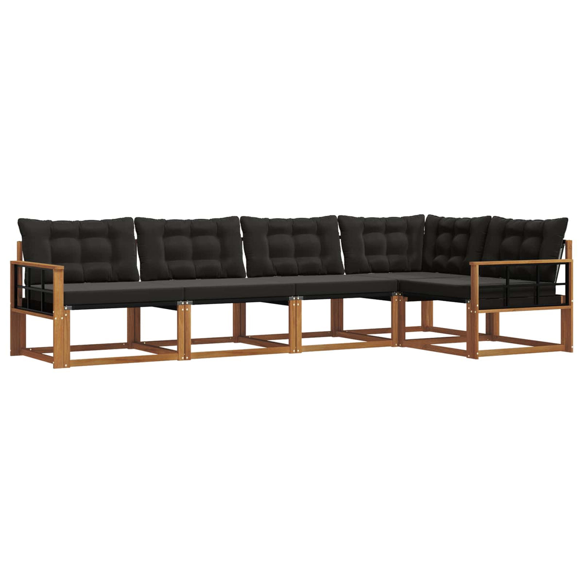 Outdoor-Sofagarnitur 5 stk. Natur und Schwarz