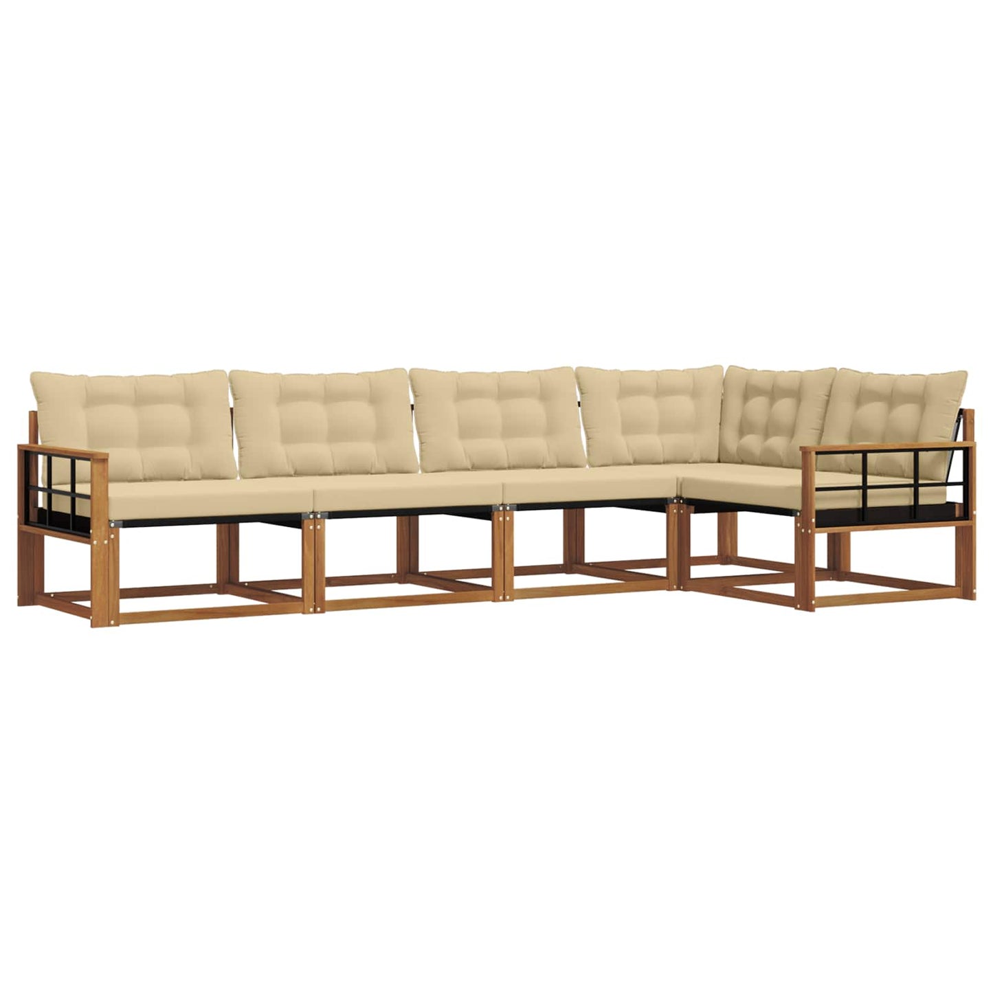 Outdoor-Sofagarnitur 5 stk. Natur und Beige