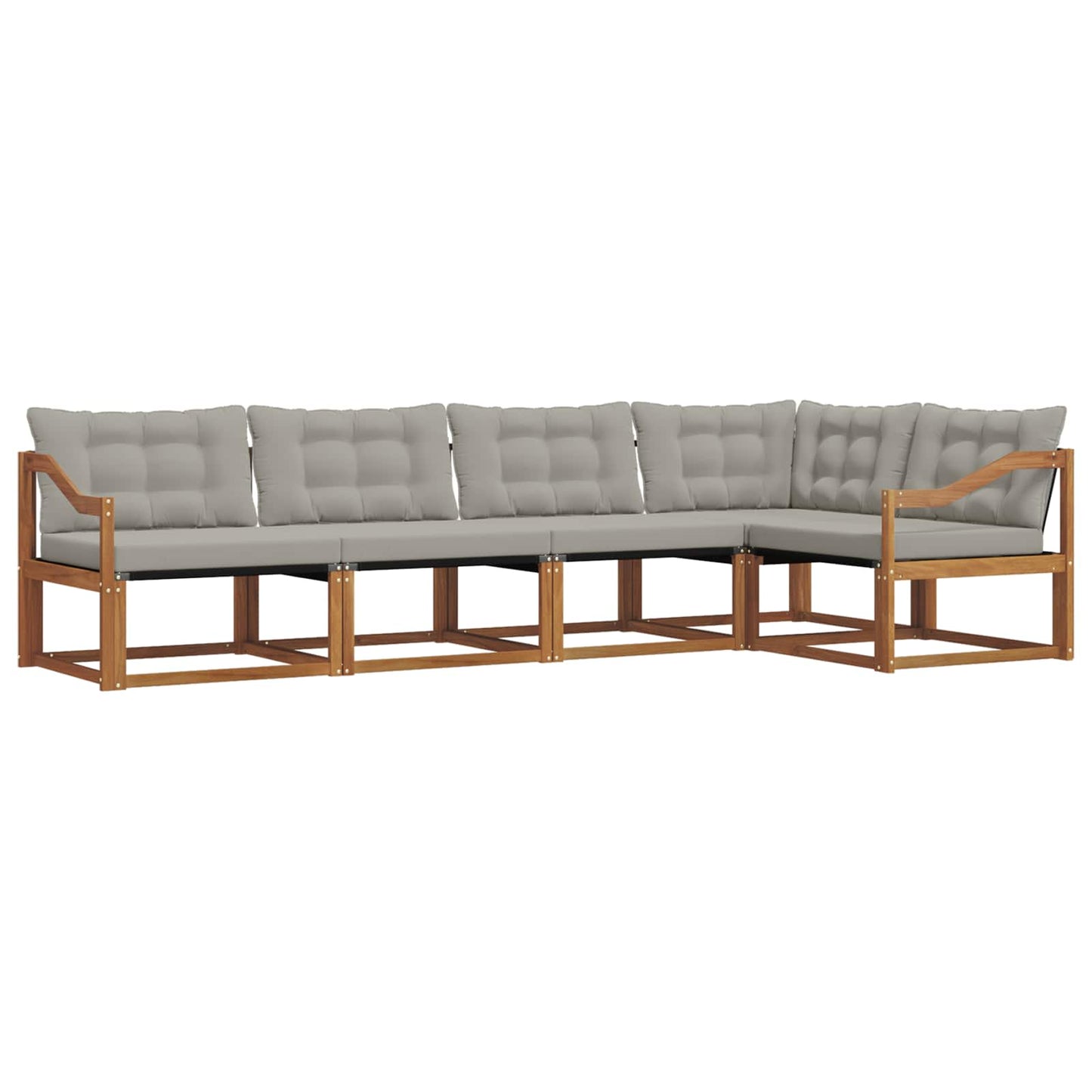 Outdoor-Sofagarnitur mit Kissen 5 pcs Natürlich und Hellgrau