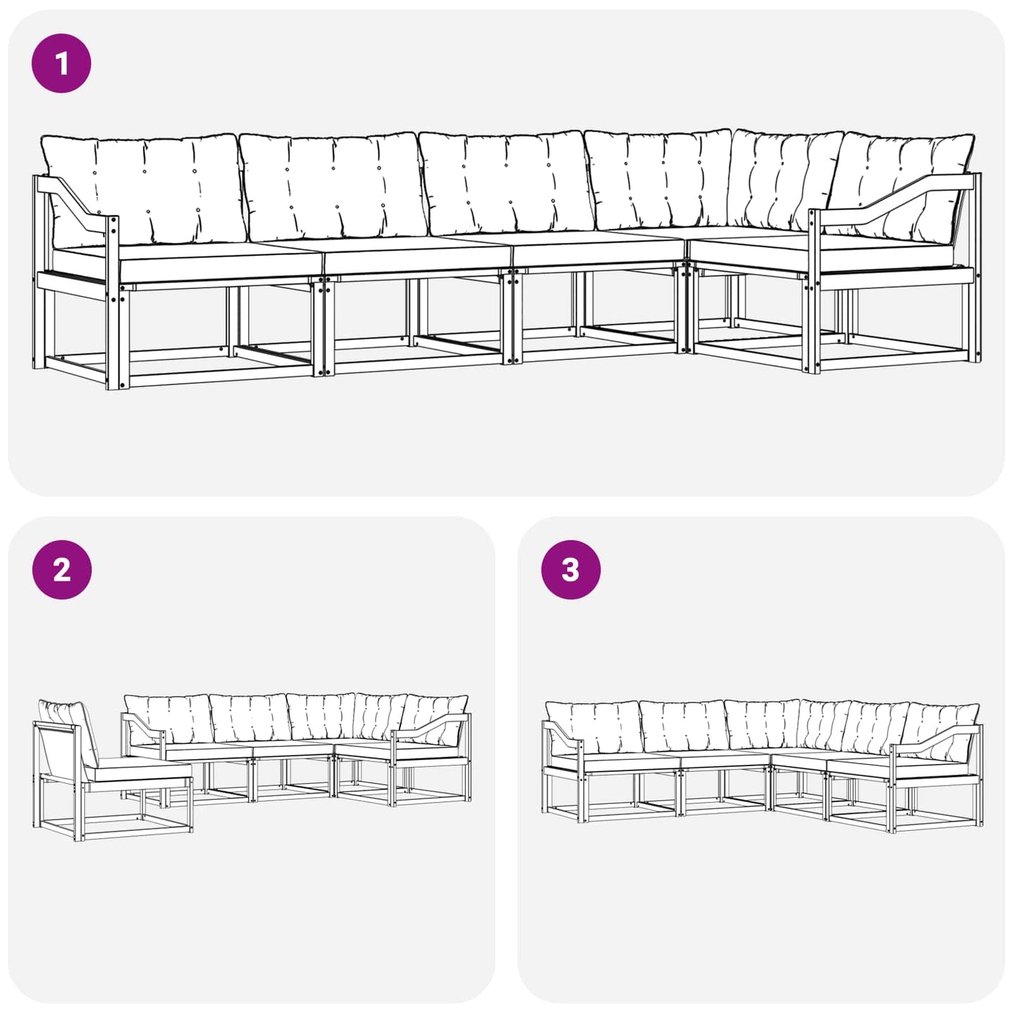 Outdoor-Sofagarnitur 5 stk. Natur und Beige