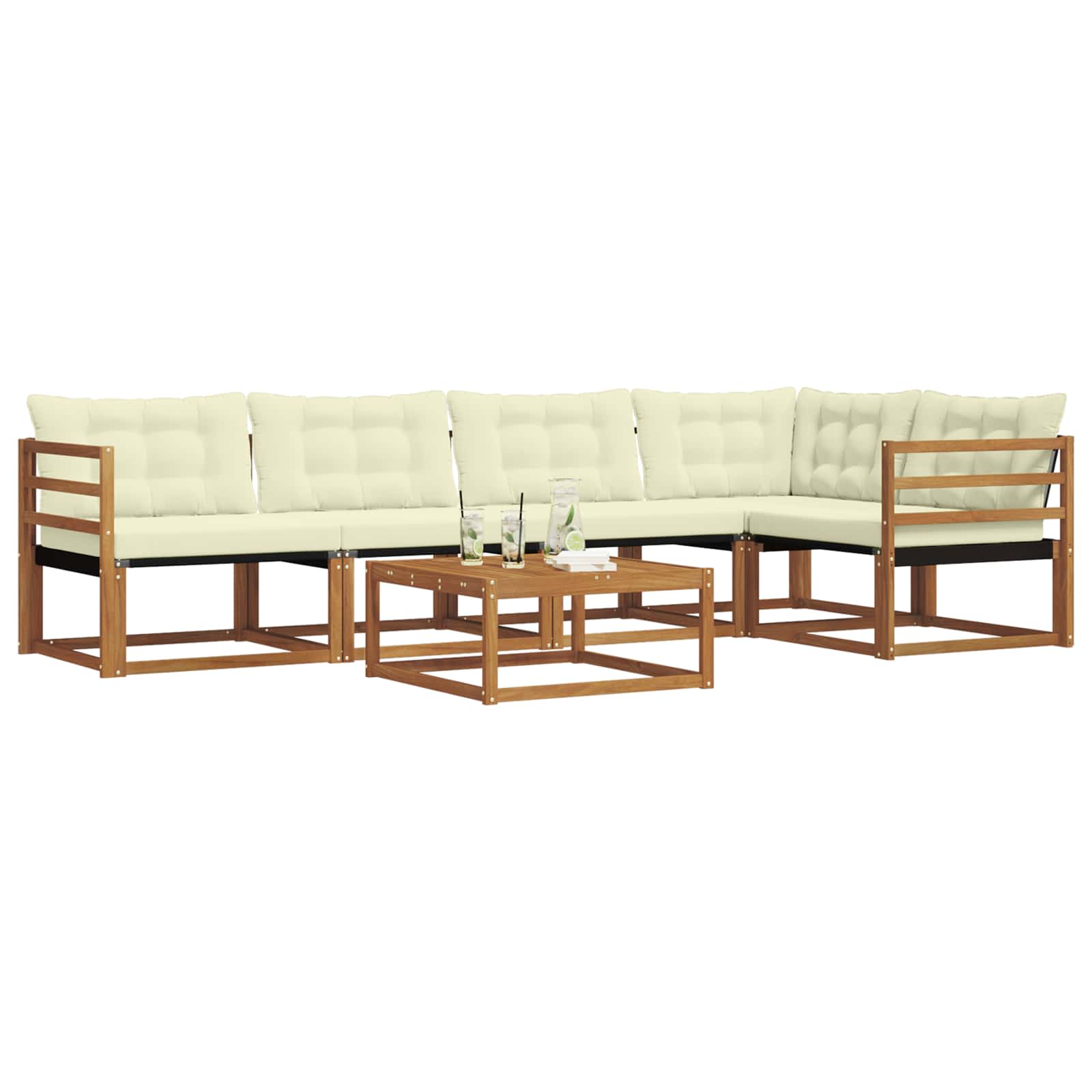 Outdoor-Sofagarnitur mit Kissen 6 pcs Natur und Creme