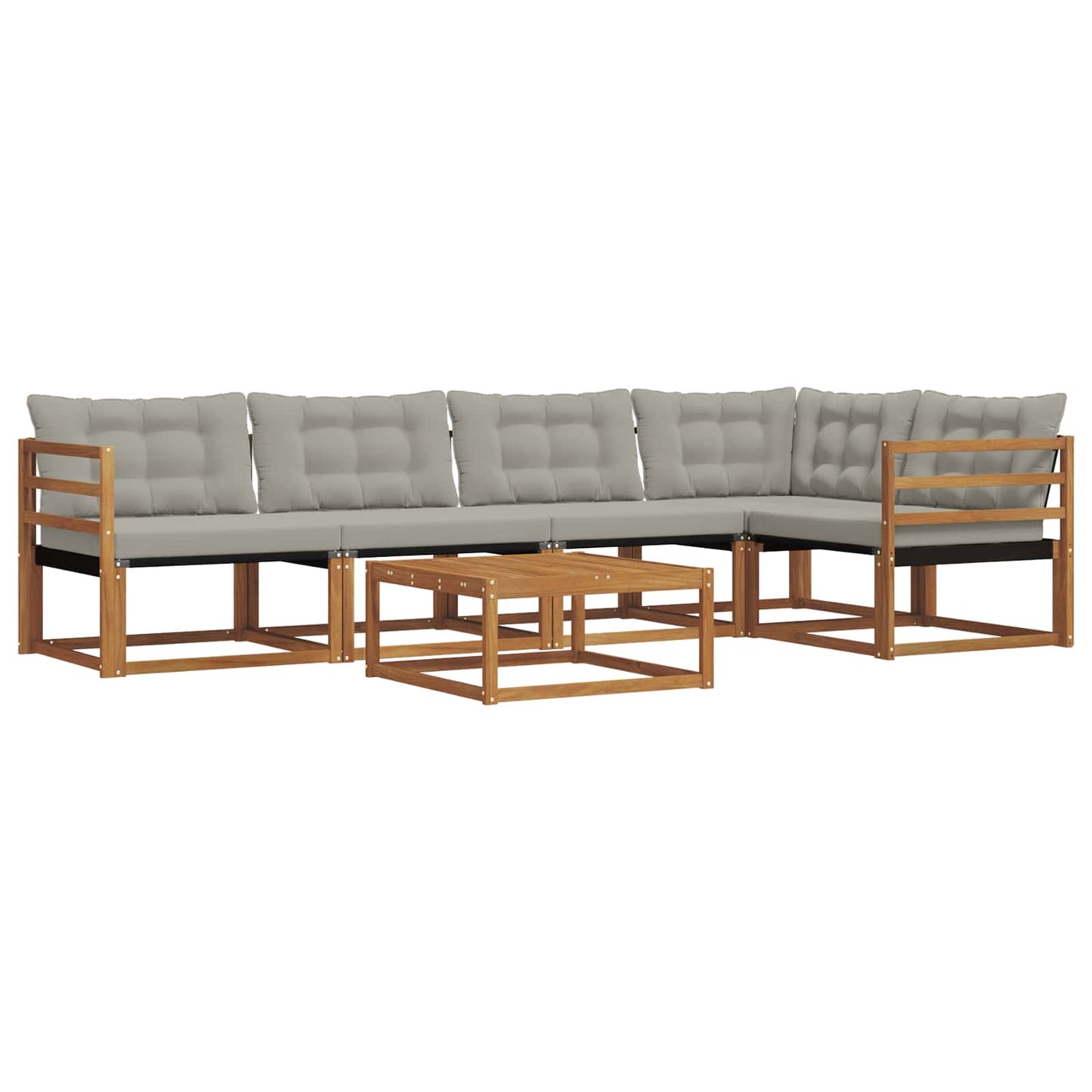 Outdoor-Sofagarnitur mit Kissen 6 pcs Natürlich und Hellgrau