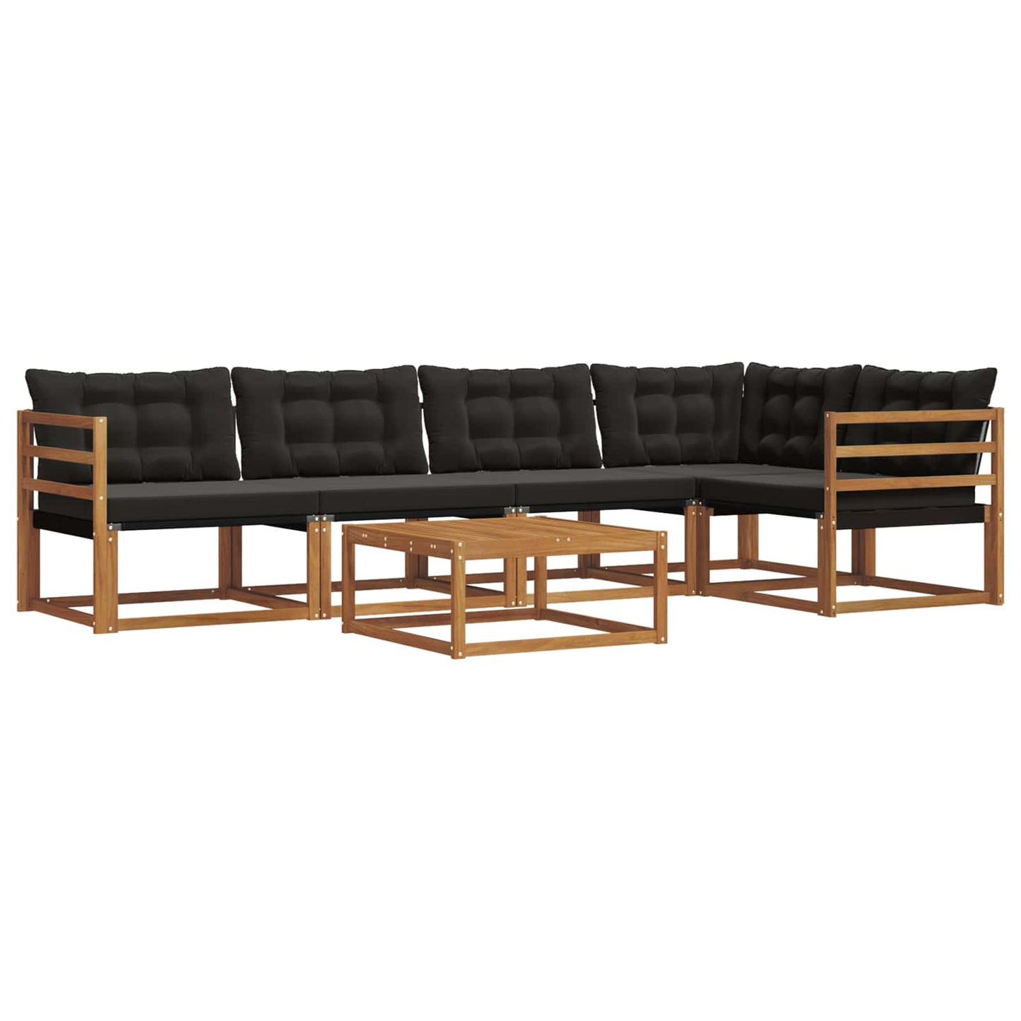 Outdoor-Sofagarnitur mit Kissen 6 pcs Natürlich und Schwarz