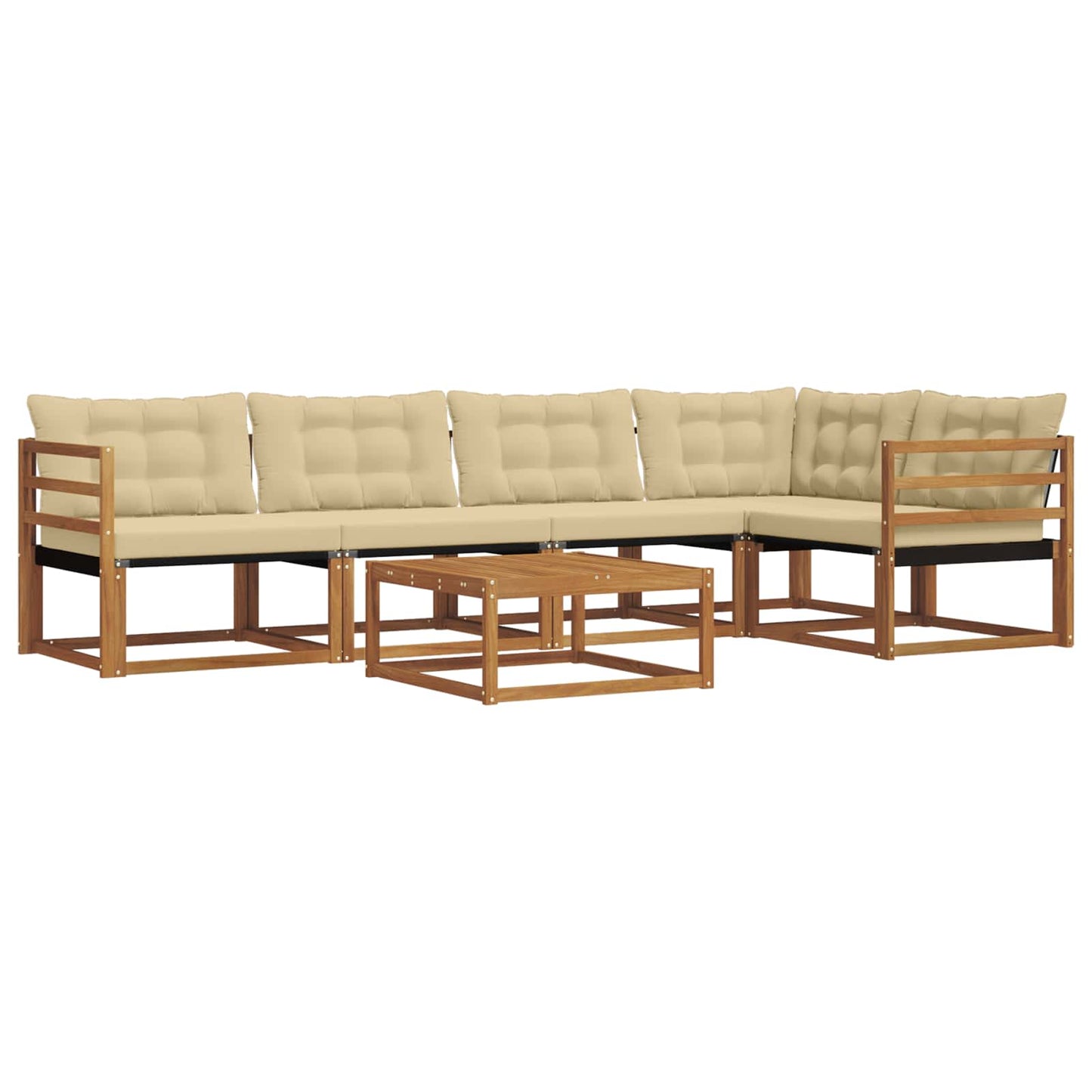 Outdoor-Sofagarnitur mit Kissen 6 pcs Natur und Beige