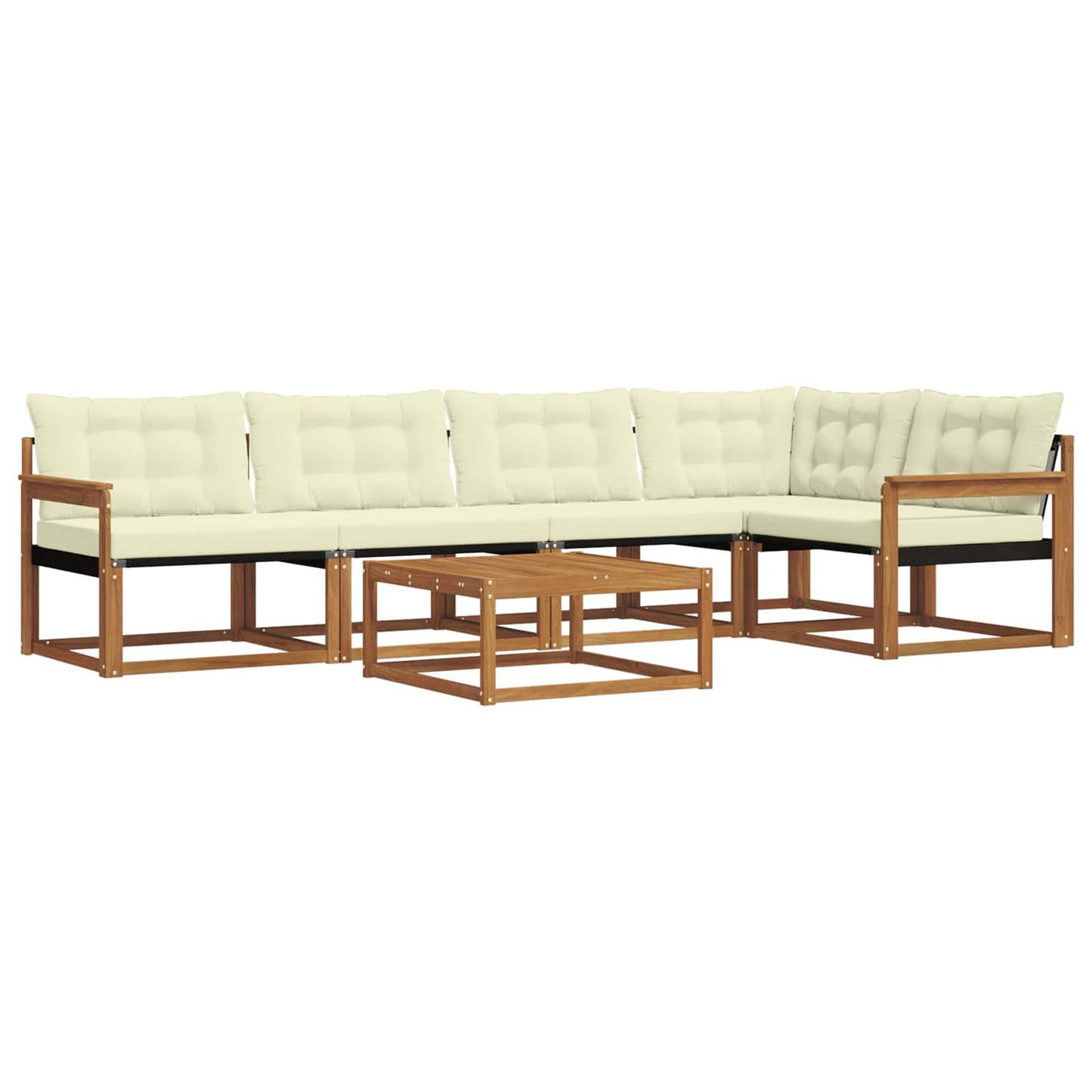 Outdoor-Sofagarnitur mit Kissen 6 pcs Natur und Creme