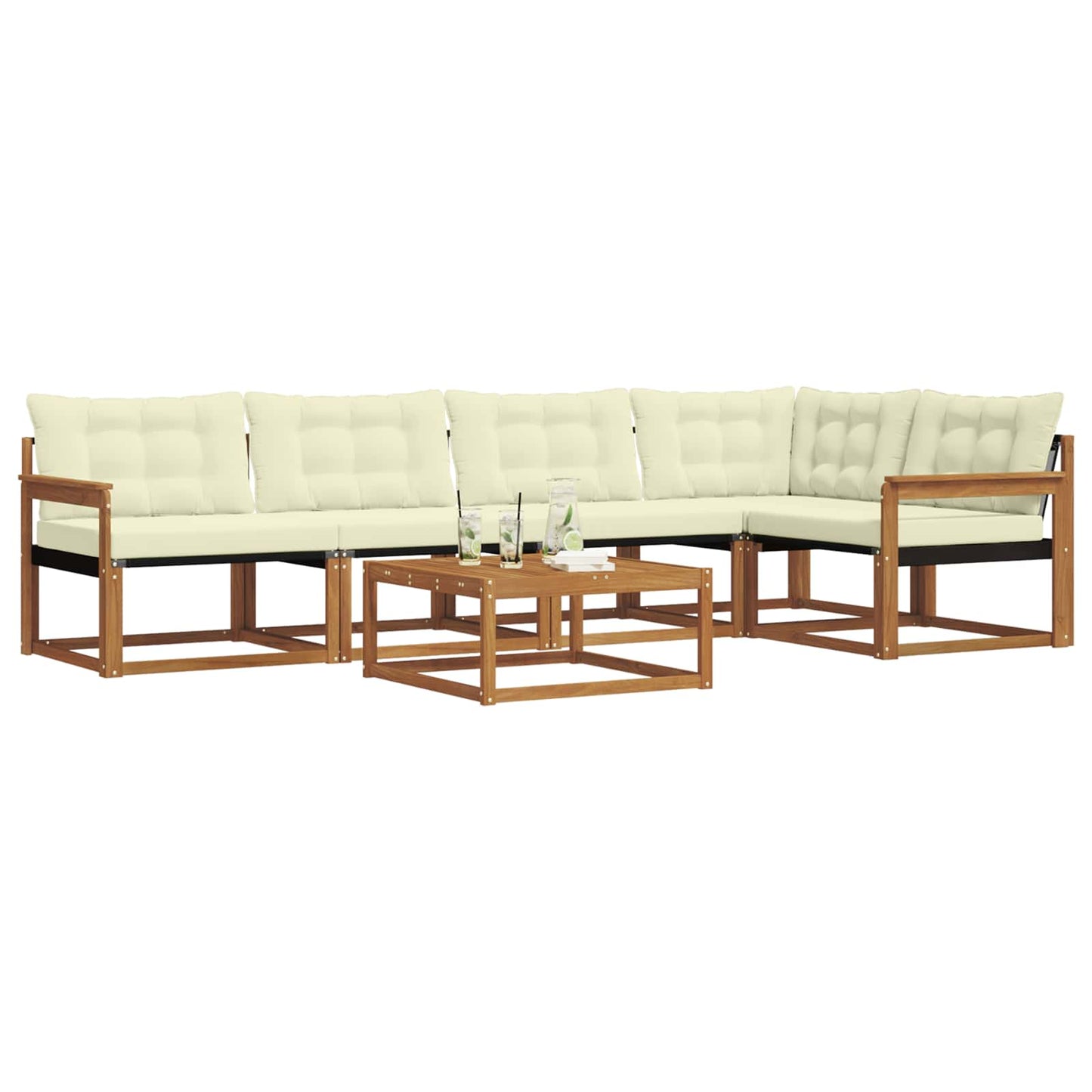 Outdoor-Sofagarnitur mit Kissen 6 pcs Natur und Creme
