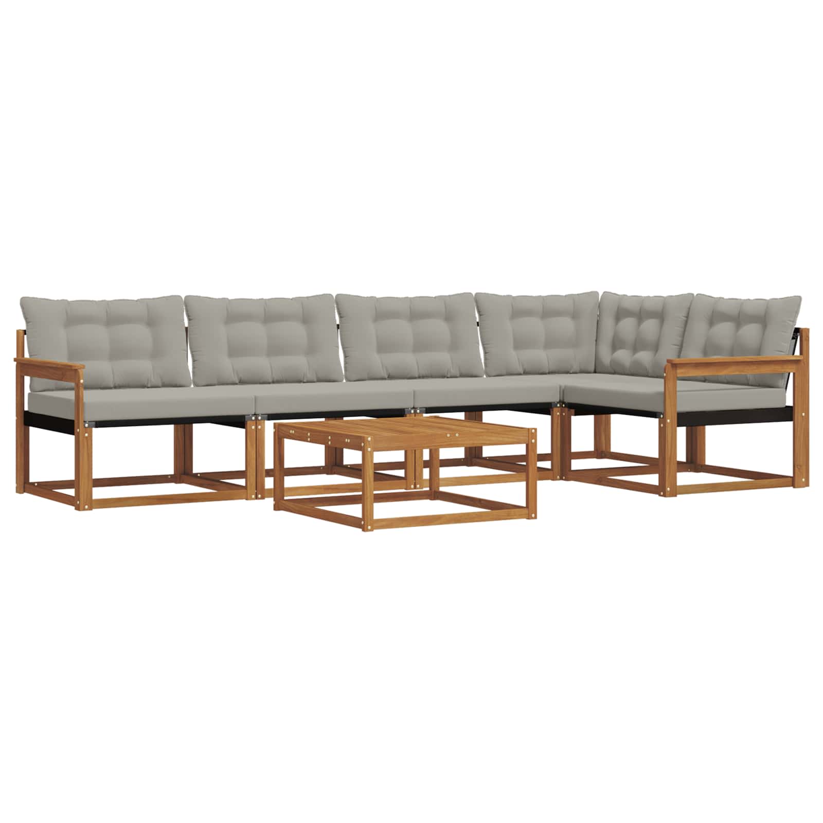 Outdoor-Sofagarnitur mit Kissen 6 pcs Natürlich und Hellgrau