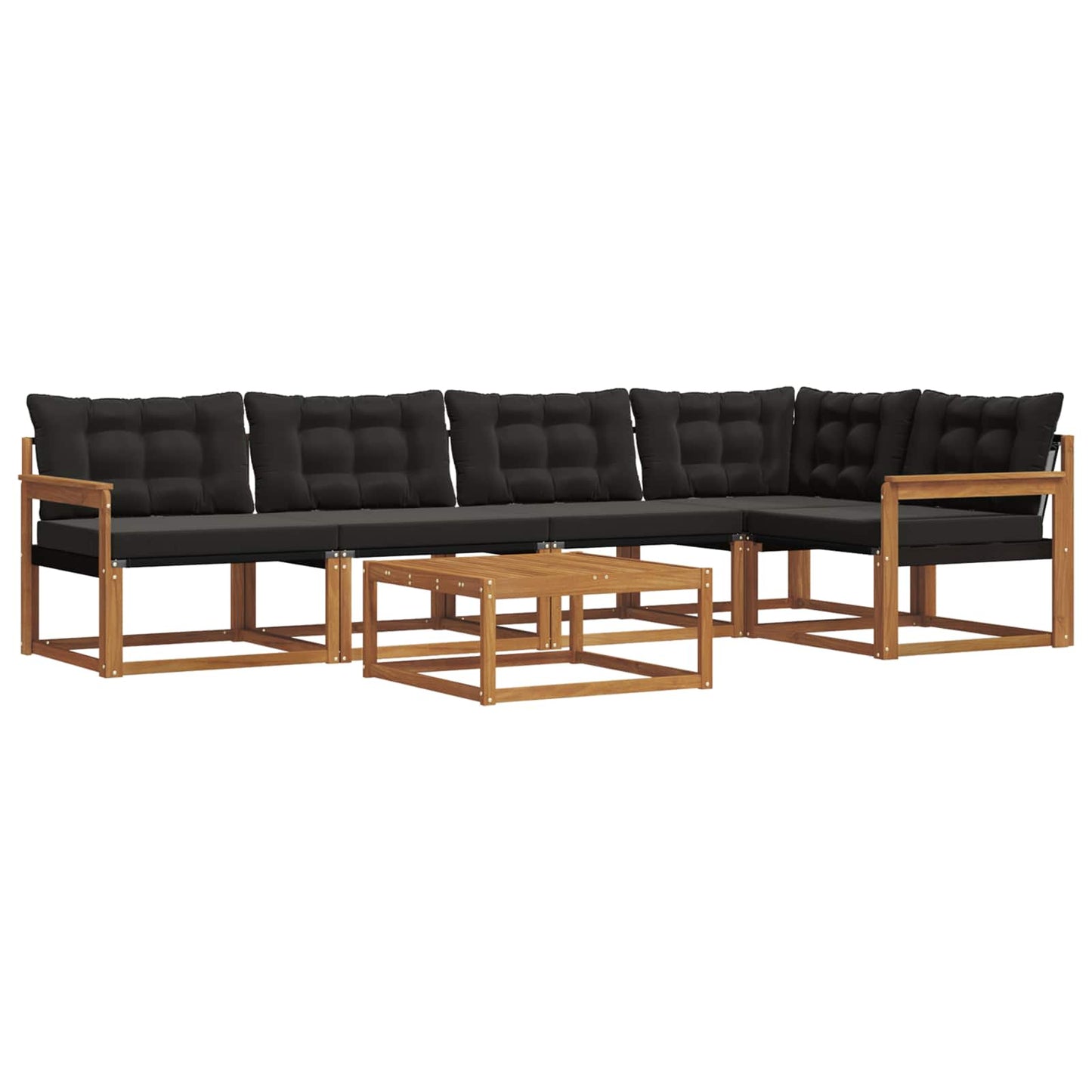 Outdoor-Sofagarnitur mit Kissen 6 pcs Natürlich und Schwarz
