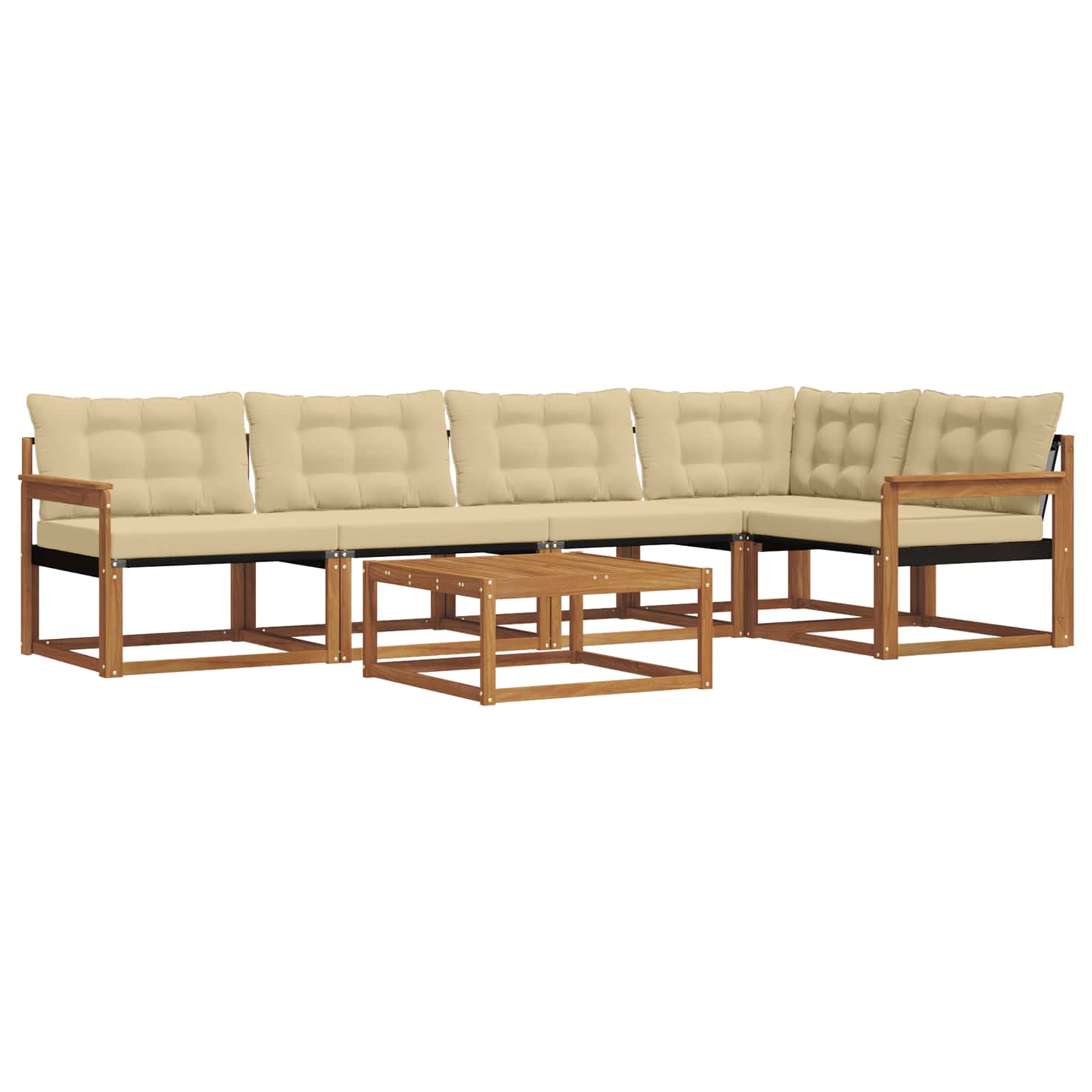 Outdoor-Sofagarnitur mit Kissen 6 pcs Natur und Beige