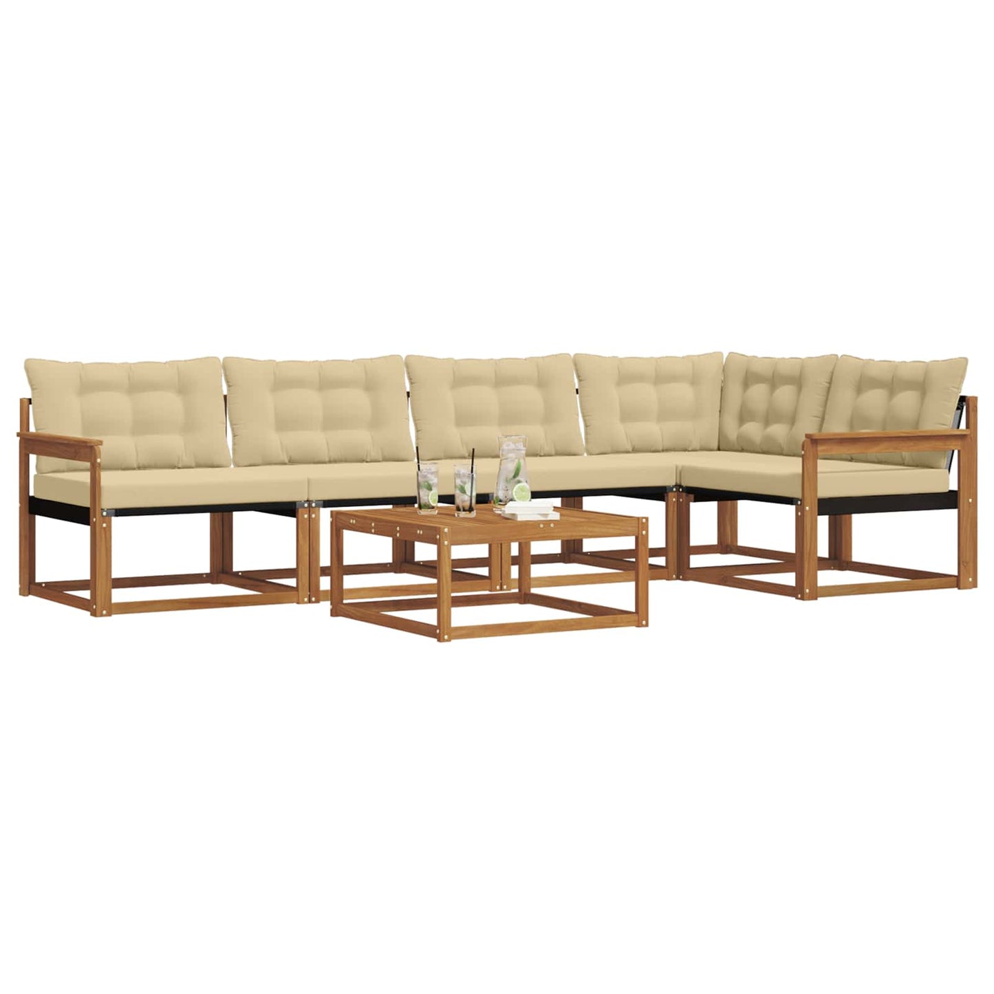 Outdoor-Sofagarnitur mit Kissen 6 pcs Natur und Beige