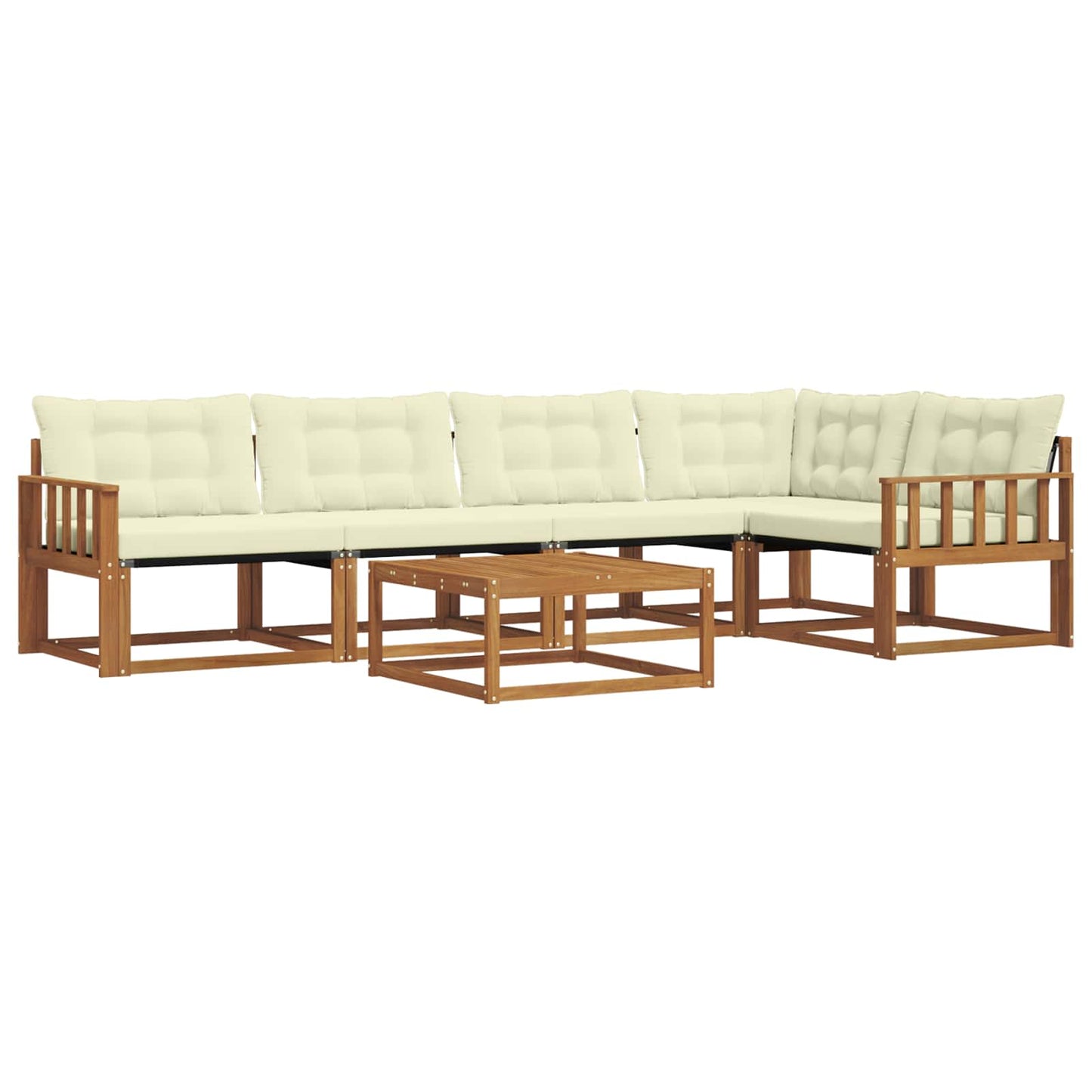 Outdoor-Sofagarnitur mit Kissen 6 pcs Natur und Creme