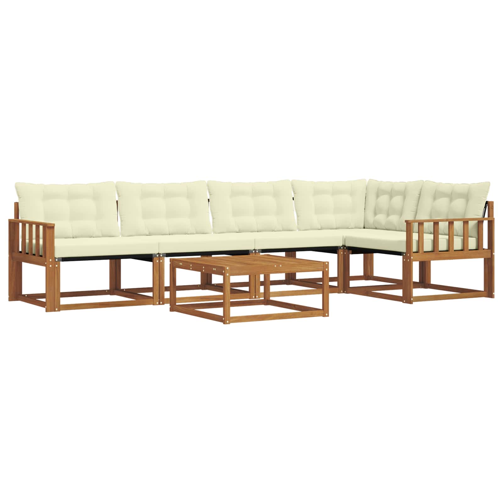 Outdoor-Sofagarnitur mit Kissen 6 pcs Natur und Creme