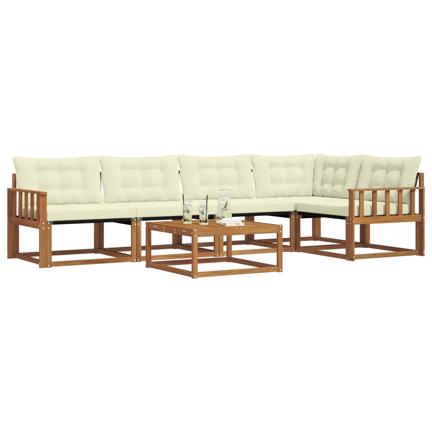 Outdoor-Sofagarnitur mit Kissen 6 pcs Natur und Creme
