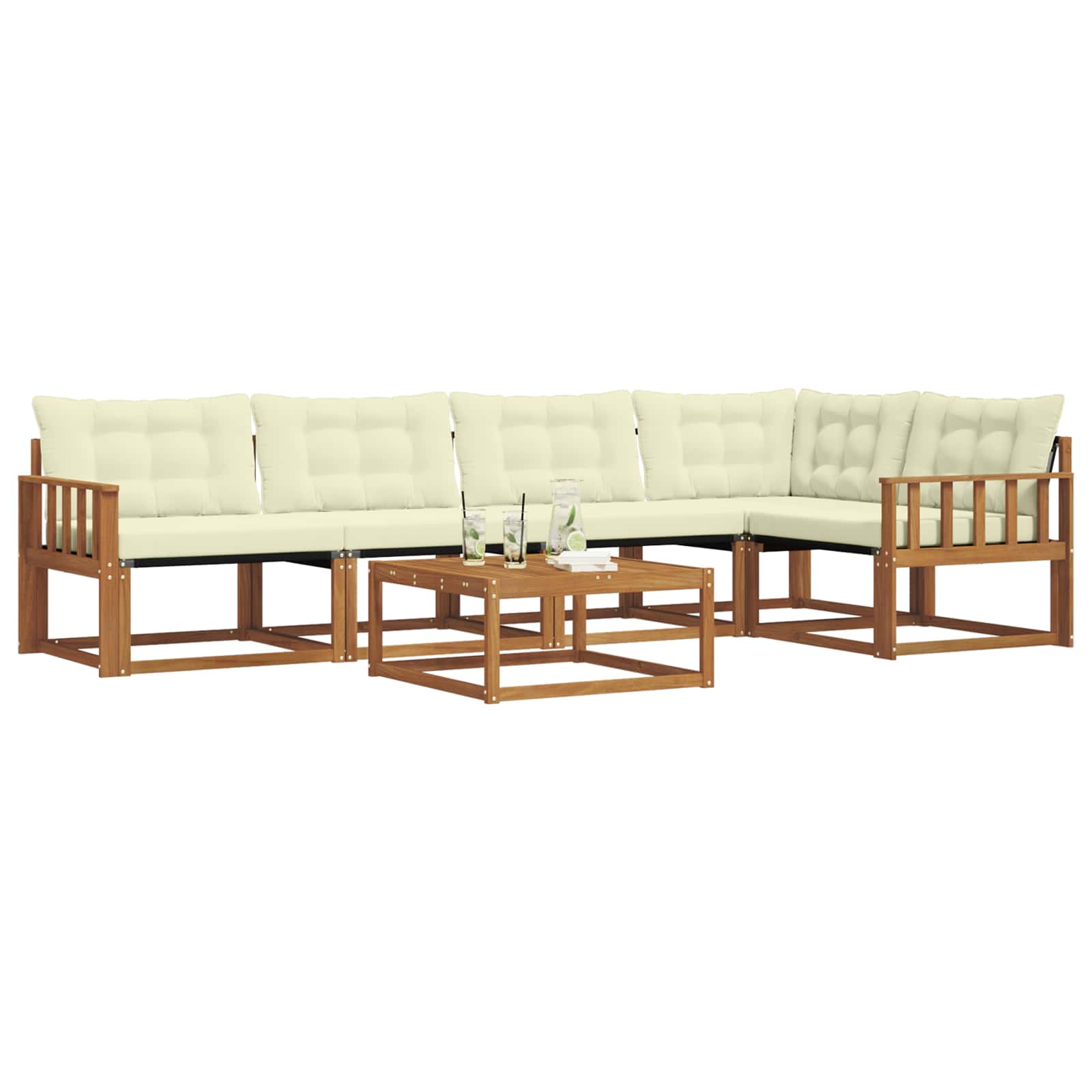 Outdoor-Sofagarnitur mit Kissen 6 pcs Natur und Creme