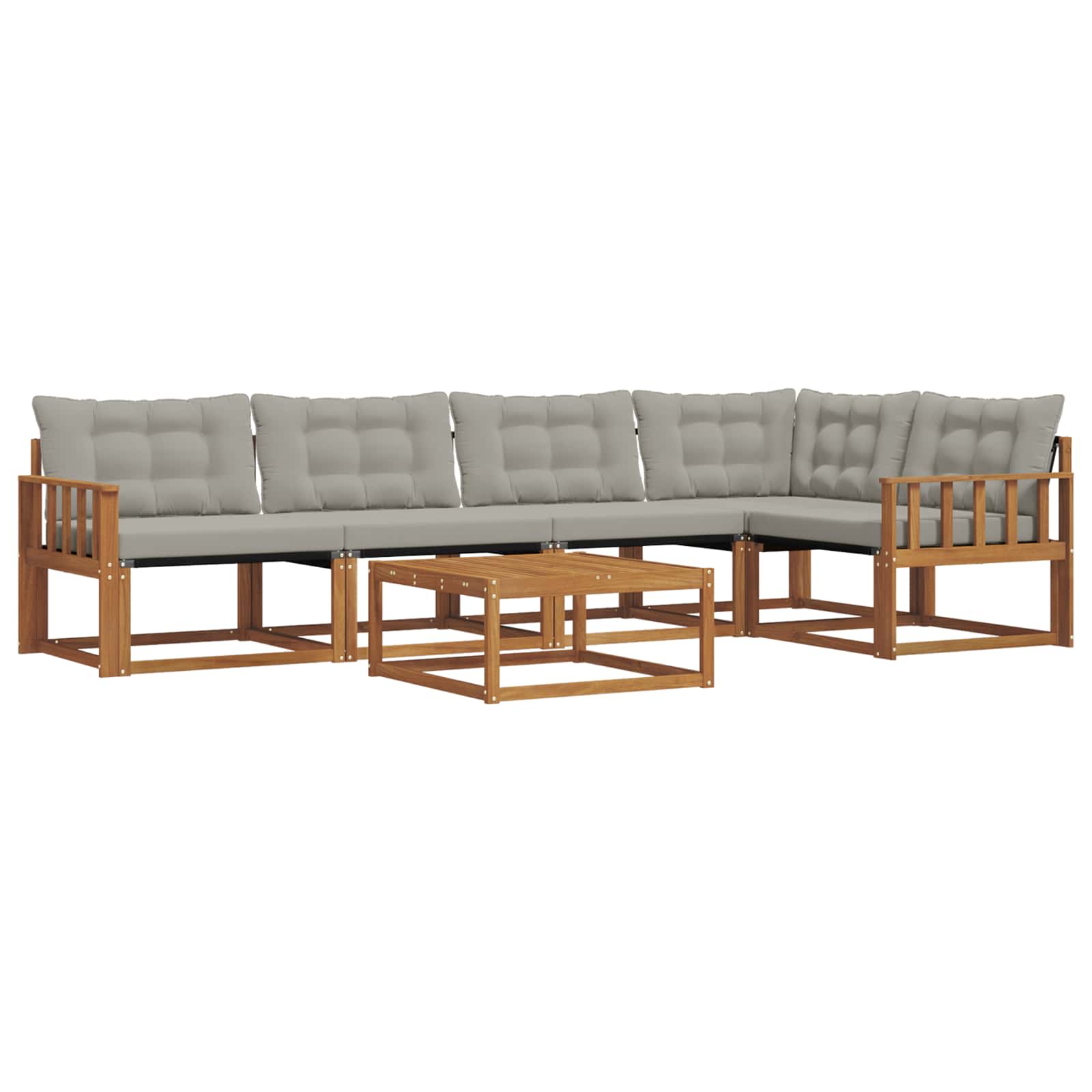 Outdoor-Sofagarnitur mit Kissen 6 pcs Natürlich und Hellgrau